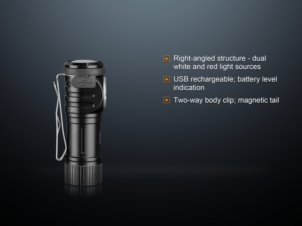 Fenix LD15R Rechargeable Right Angle LED Flashlight - 500 Lumens, IP68 Waterproof for Camping, Hiking & Emergency Use