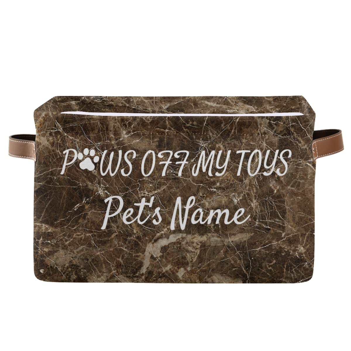 Personalized Brown Marble Dog Toy Storage Basket - New Puppy Gift for Dog Lovers, Pet Grooming & Kids Playroom Organization (Set of 1) - Perfect for Home Decor & Pet Accessory Storage