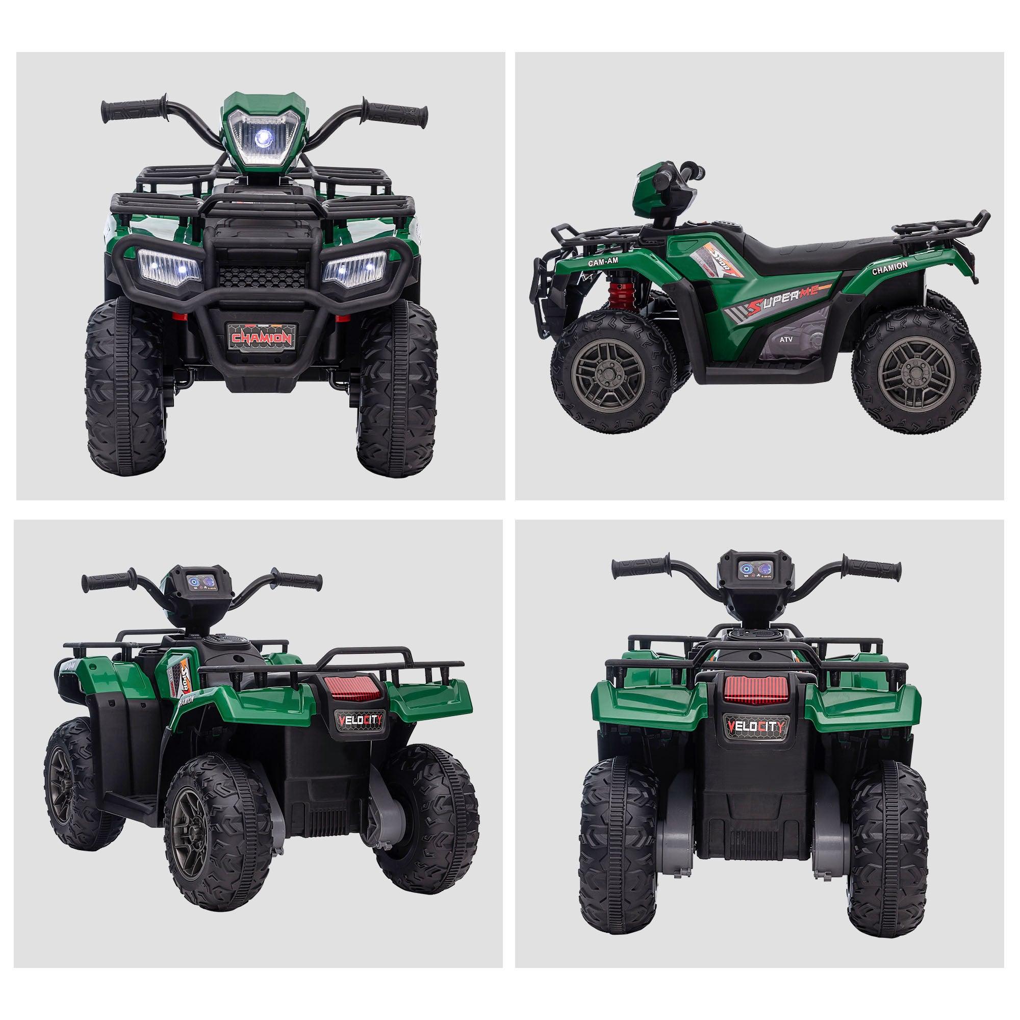 12V Kids Electric ATV Battery Powered Ride-On Car with AUX Port & USB, Durable Wear-Resistant Tires, Green 4-Wheeler for Boys & Girls - Perfect for Backyard Play, Outdoor Adventures & Birthday Gifts