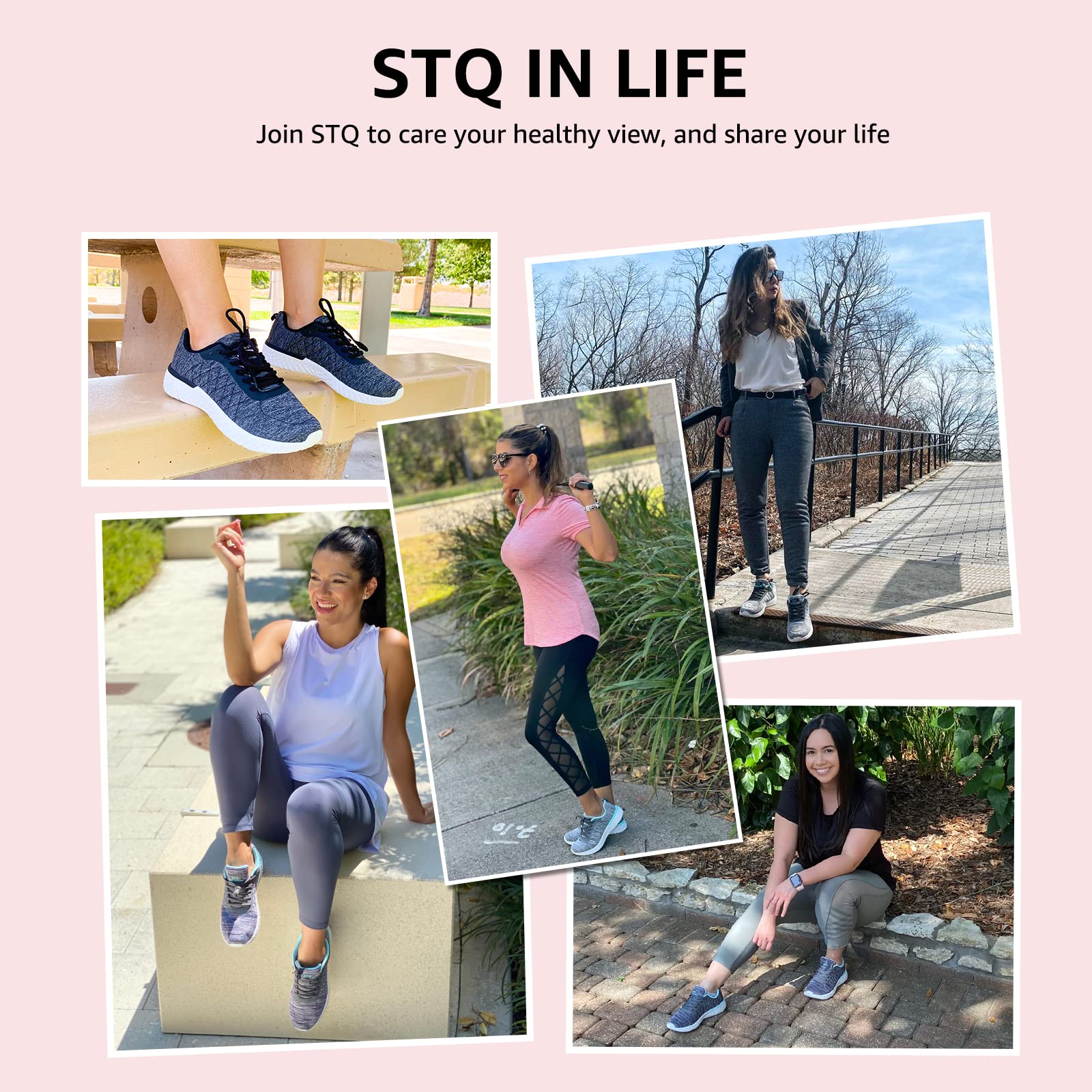STQ Women's Lightweight Walking Shoes - Comfortable Lace-Up Tennis Sneakers for Walking, Running & Gym Workouts - Perfect for Travel, Work & Everyday Wear
