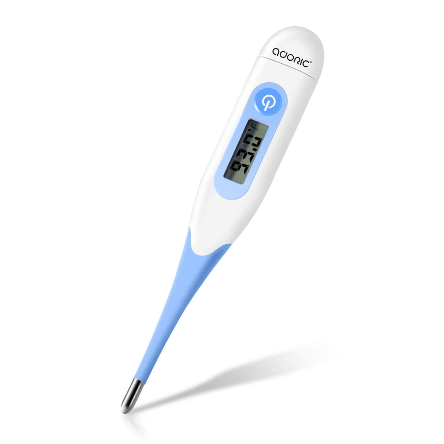 ADORIC Digital Waterproof Medical Thermometer with Fever Alarm - Fast & Accurate Readings for Adults, Kids & Babies - Ideal for Home, Travel & Hospital Use (Bright Blue)