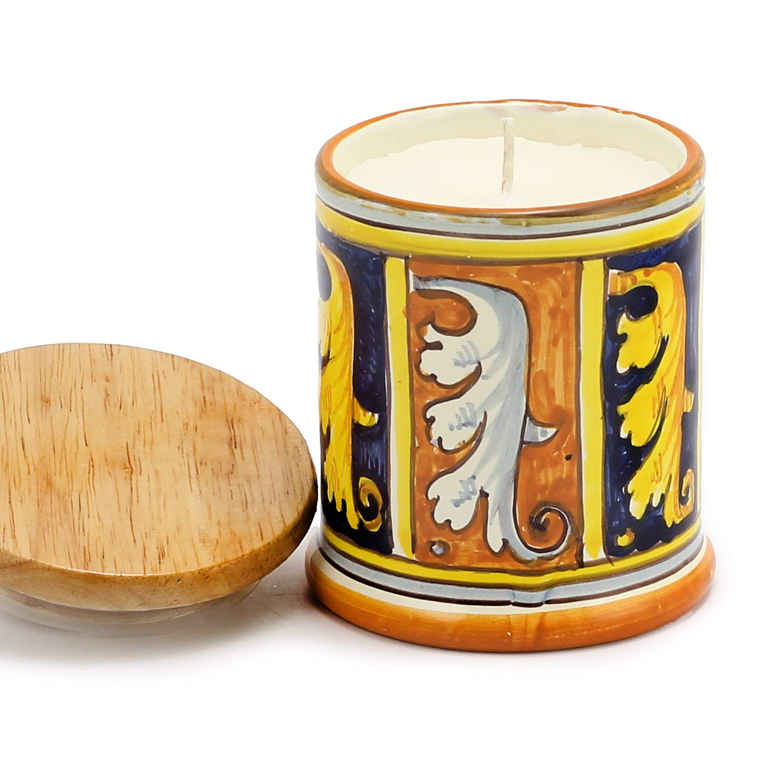 DERUTA CANDLES: Straight Jar with Wood Lid - Tuscan Campiture Design in Venetian Lavender Scent | Home Decor, Aromatherapy & Gift for Holidays