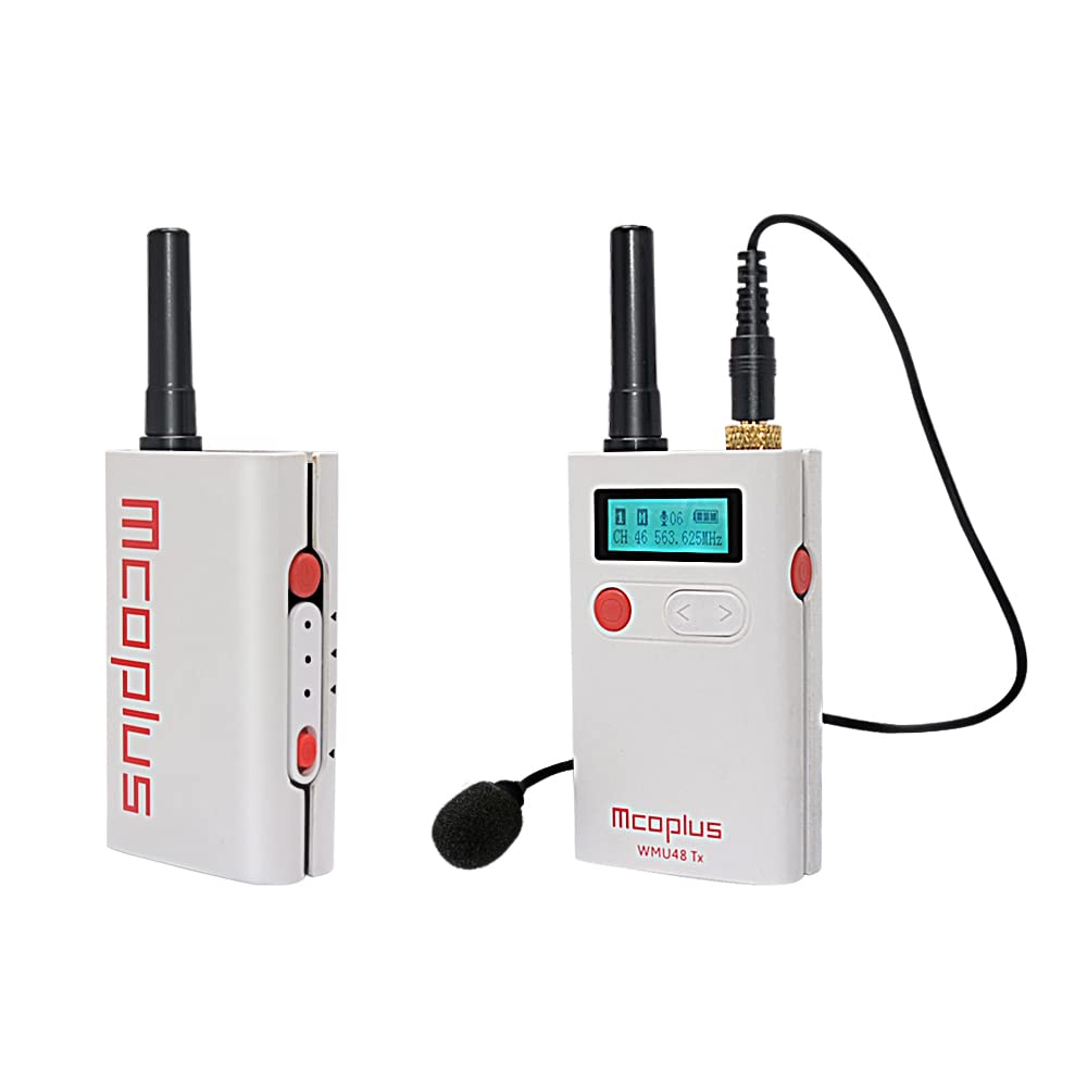 Mcoplus 48-Channel Wireless Lavalier Microphone System with Noise Reduction - 1 Receiver, 1 Transmitter & Lapel Mic for Camera, Phone, Interview (164ft Range) - Perfect for YouTube Videos, Podcasting, Live Streaming & Professional Interviews