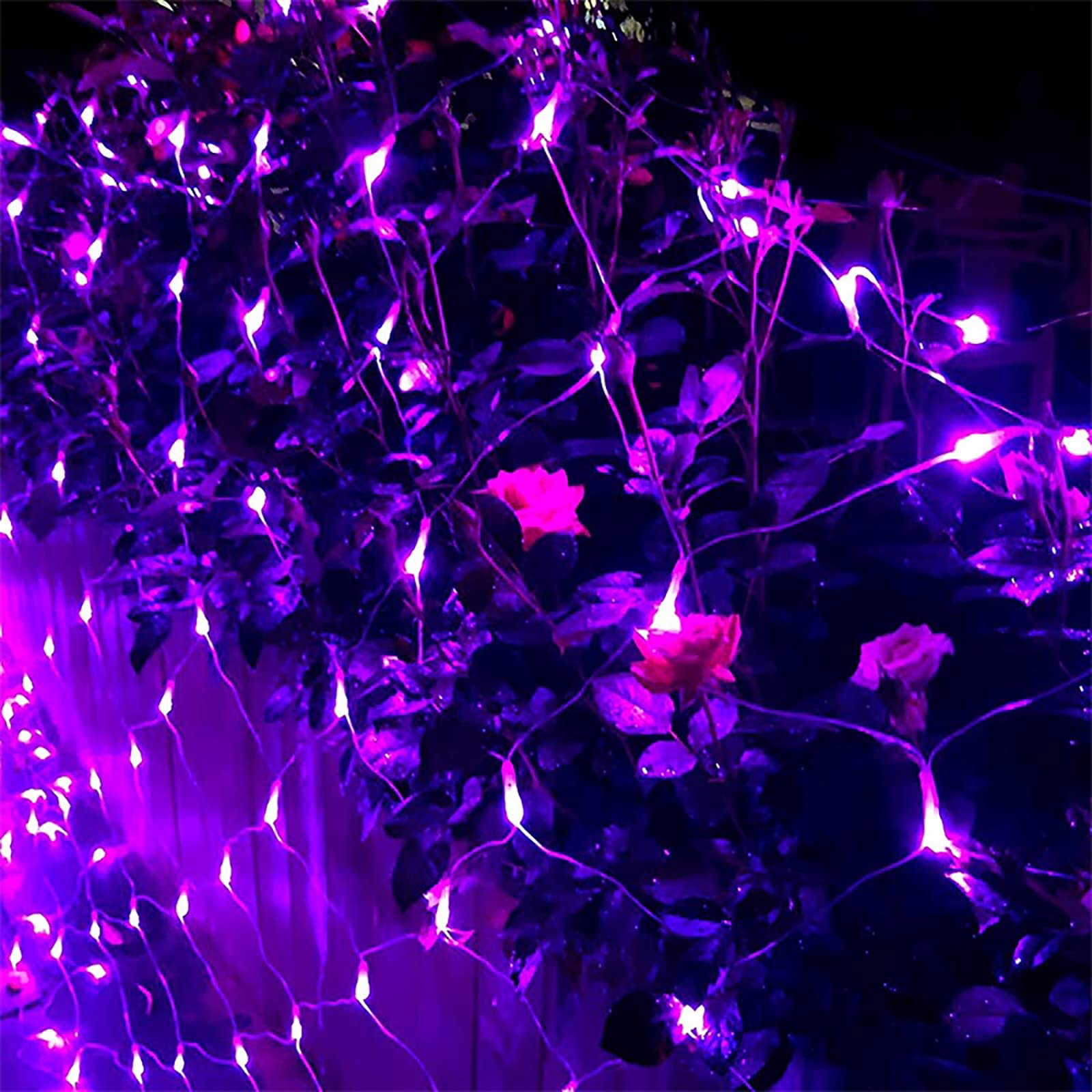 **Waterproof LED Fairy String Lights - 144 Purple LED Net Lights (2m x 2m) with 8 Lighting Modes for Weddings, Christmas, Patio & Outdoor Decor**    **Perfect for:** Wedding backdrops, Christmas tree wraps, garden bushes, patio parties, window displays, and festive New Year decorations.
