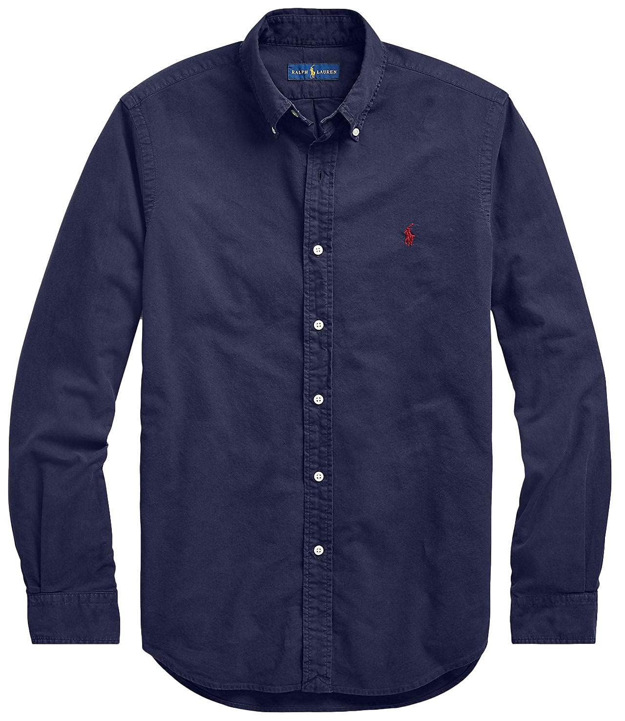 POLO RALPH LAUREN Men's Long Sleeve Oxford Button Down Shirt - Classic Fit Dress Shirt for Business & Casual Wear - Ralph Navy (XL) | Perfect for Office, Date Night & Formal Events
