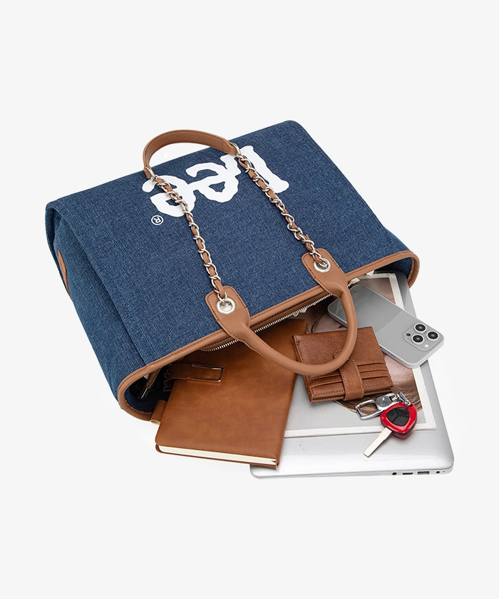 Lee Denim Canvas Tote Bag for Women - Durable Cotton Shoulder Bag - Perfect for Work, Travel & Shopping