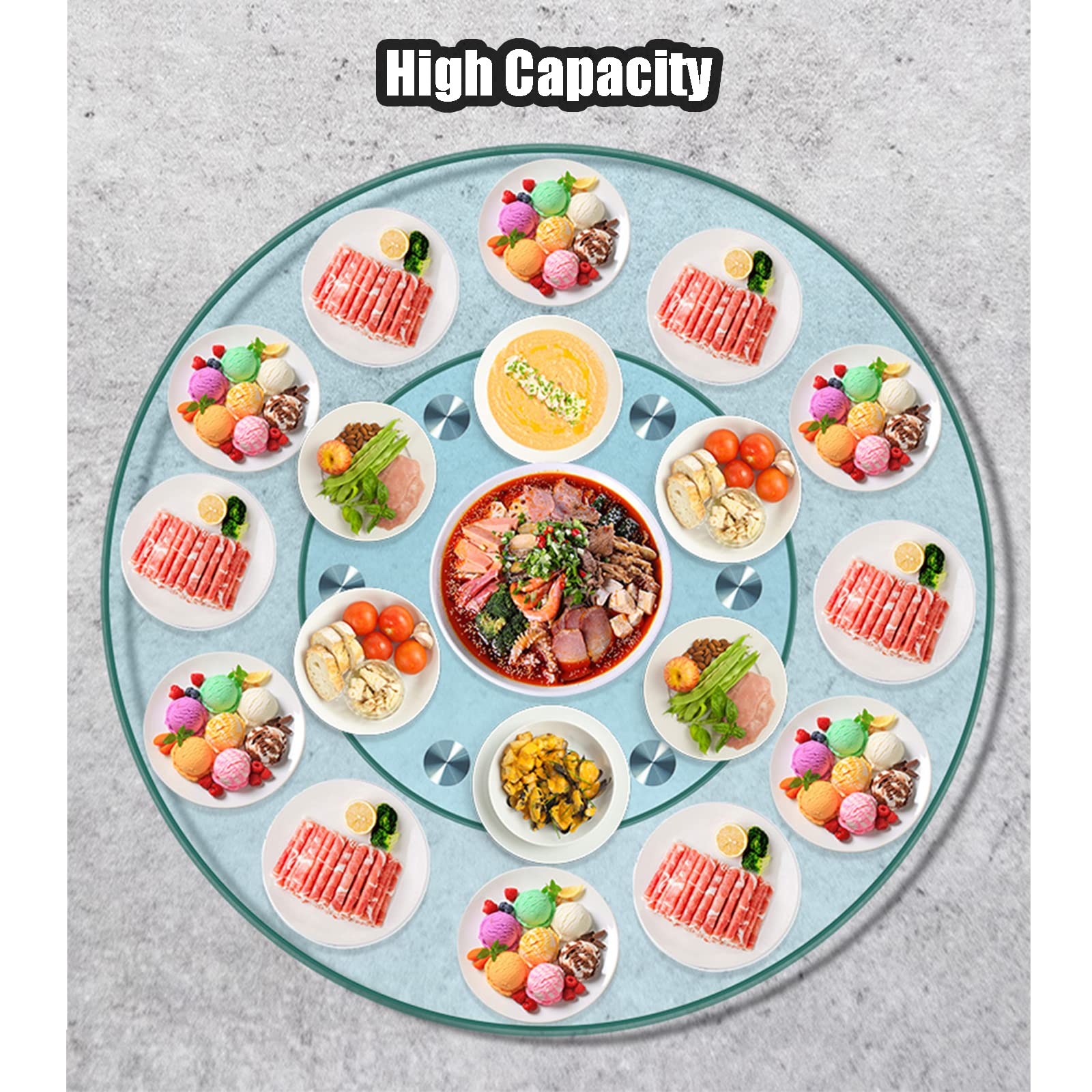 Large 40-Inch Glass Lazy Susan Turntable with Swivel Assist System - Round Rotating Serving Tray for Kitchen, Dining Table, Parties & Weddings - Perfect for Buffets, Entertaining Guests & Organizing Spices