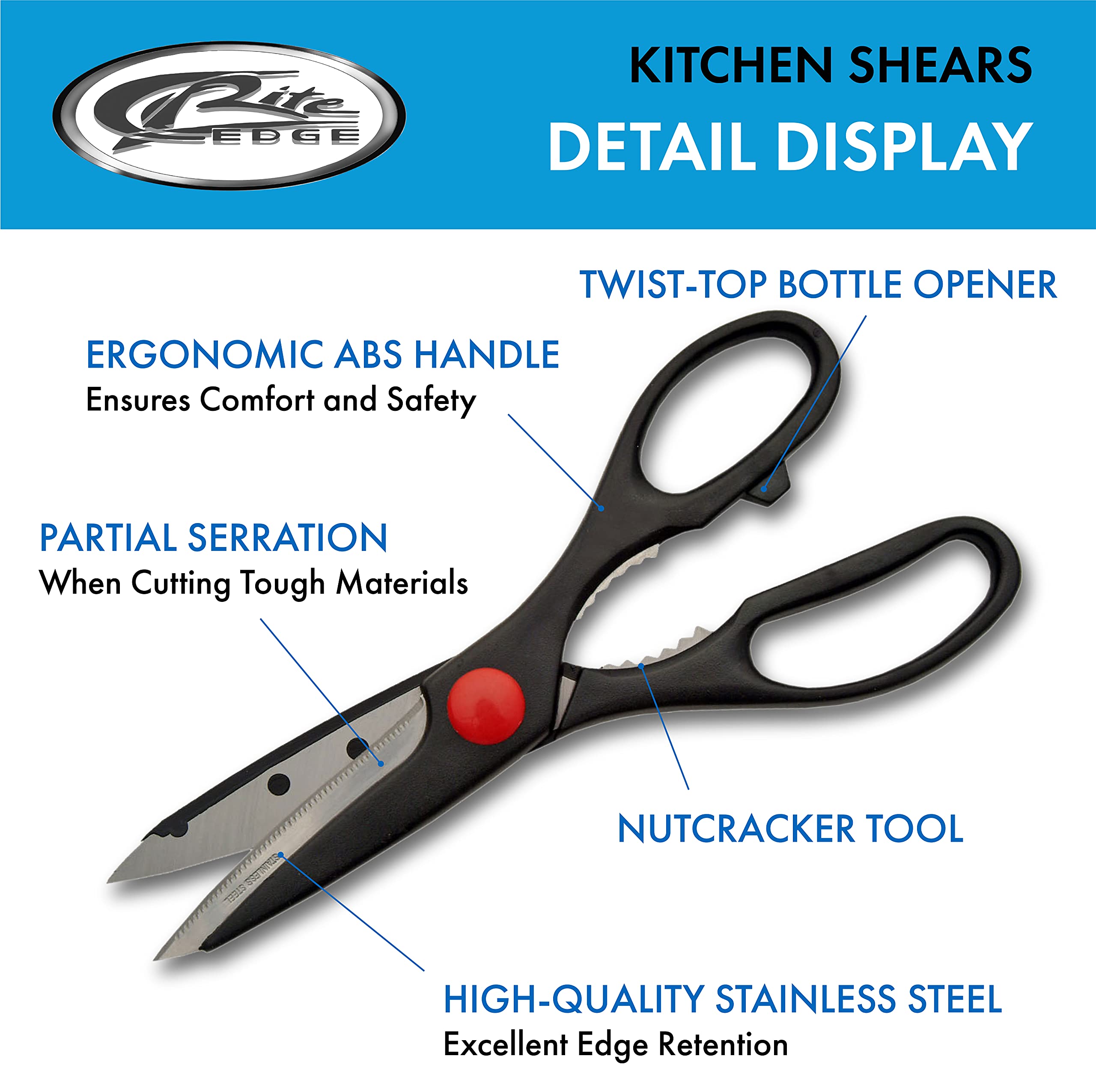 Heavy Duty Kitchen Scissors - Professional Grade Stainless Steel Shears for Cutting Meat, Poultry, Herbs - Perfect for Cooking, Butchering, Food Prep & Crafting