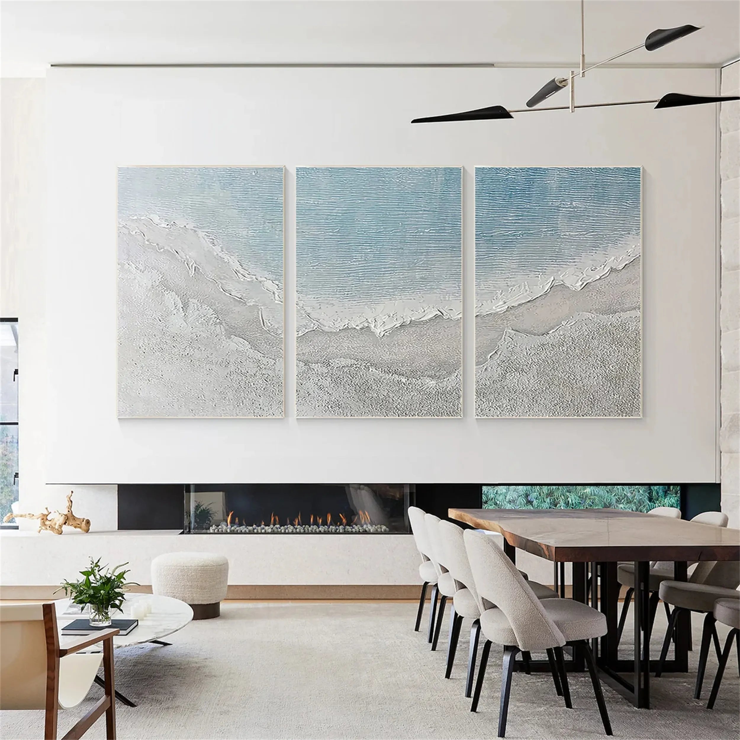 Ocean and Sky Wall Art - Set of 3 Canvas Paintings (OS 151) for Living Room, Bedroom & Office Decor