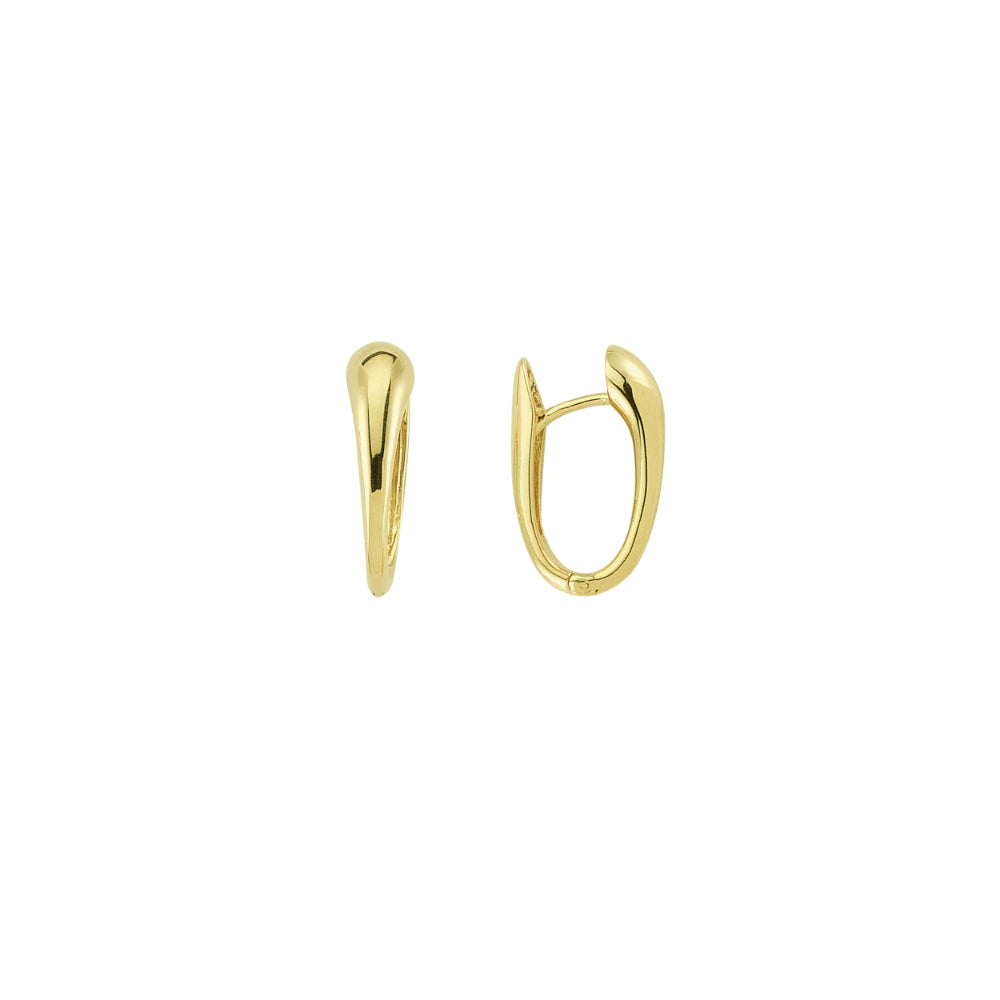 14K Gold Polished Reversed Tapered Hoop Earrings for Women - Elegant Dangle Hoops for Everyday Wear, Parties & Special Occasions