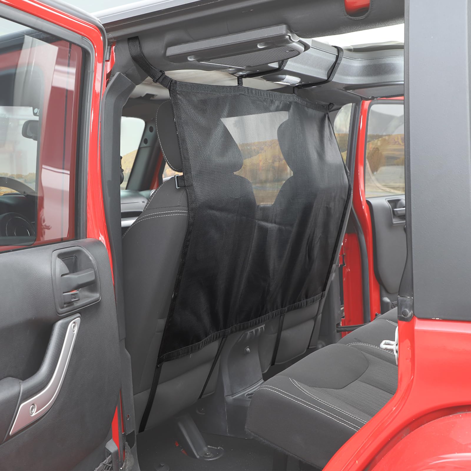 Jeep Wrangler JK JL Gladiator JT Rear Seat Divider Net Mesh - Heavy Duty Pet Dog Car Barrier & Cargo Net for Vehicle Organization (Black) - Perfect for Road Trips, Pet Safety & Secure Storage
