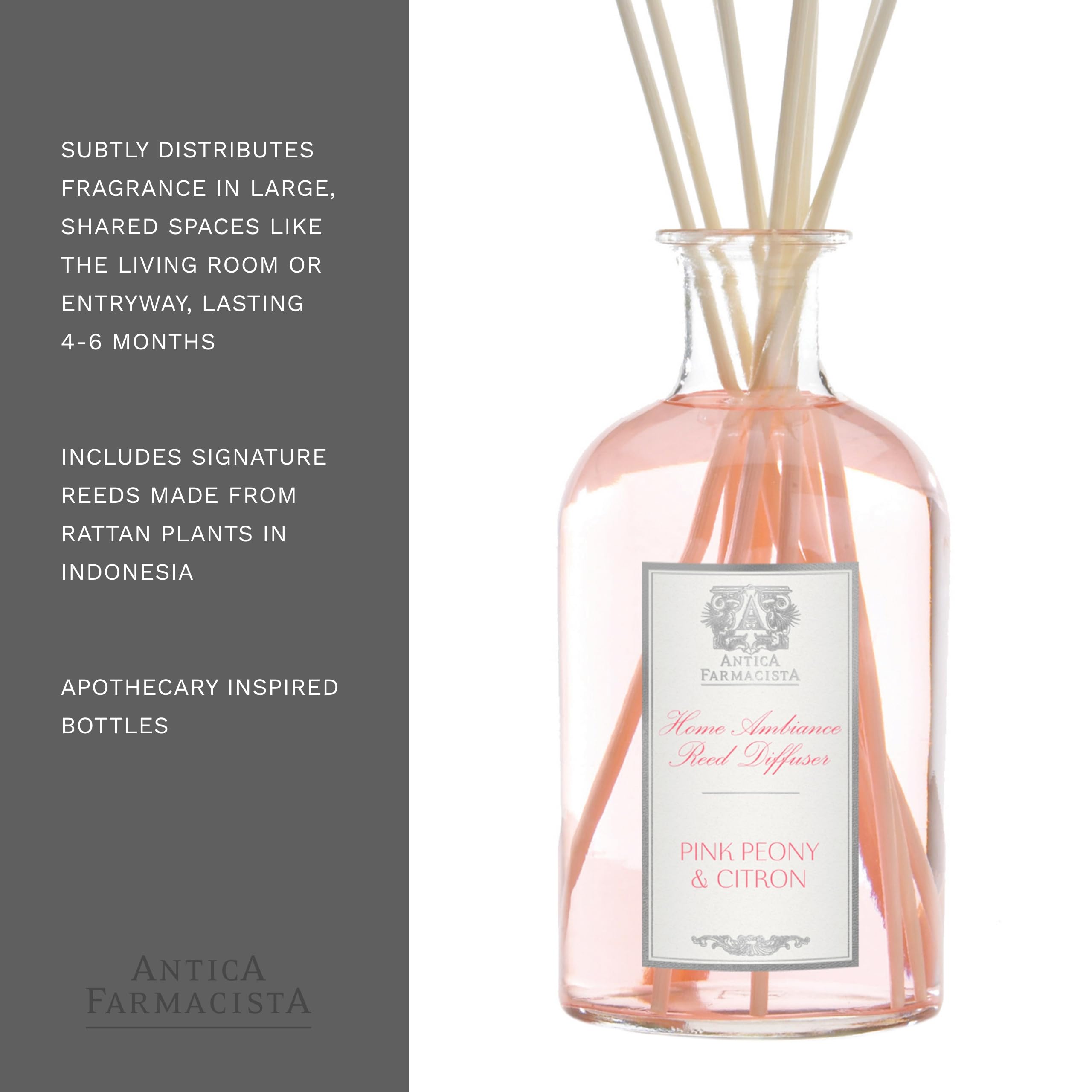 Antica Farmacista Home Ambiance Diffuser - Peony, Gardenia & Rose Scented Aromatherapy Essential Oil Diffuser (17 fl oz) for Relaxation, Spa, Bedroom & Living Room Decor
