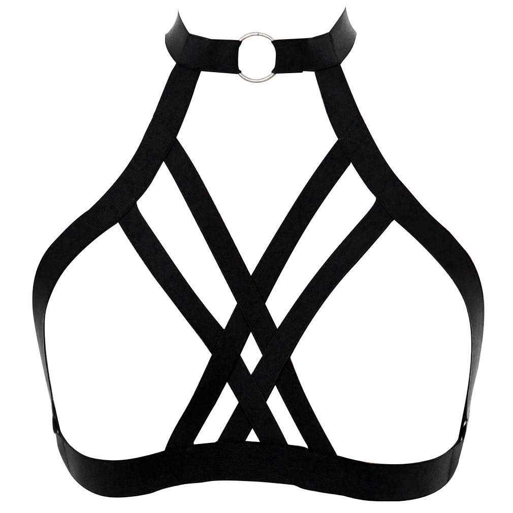 Women's Gothic Punk Body Harness Bra - Adjustable Elastic Cage Underwear for Carnival & Fashion | Perfect for Cosplay, Rave, and Alternative Clothing Outfits