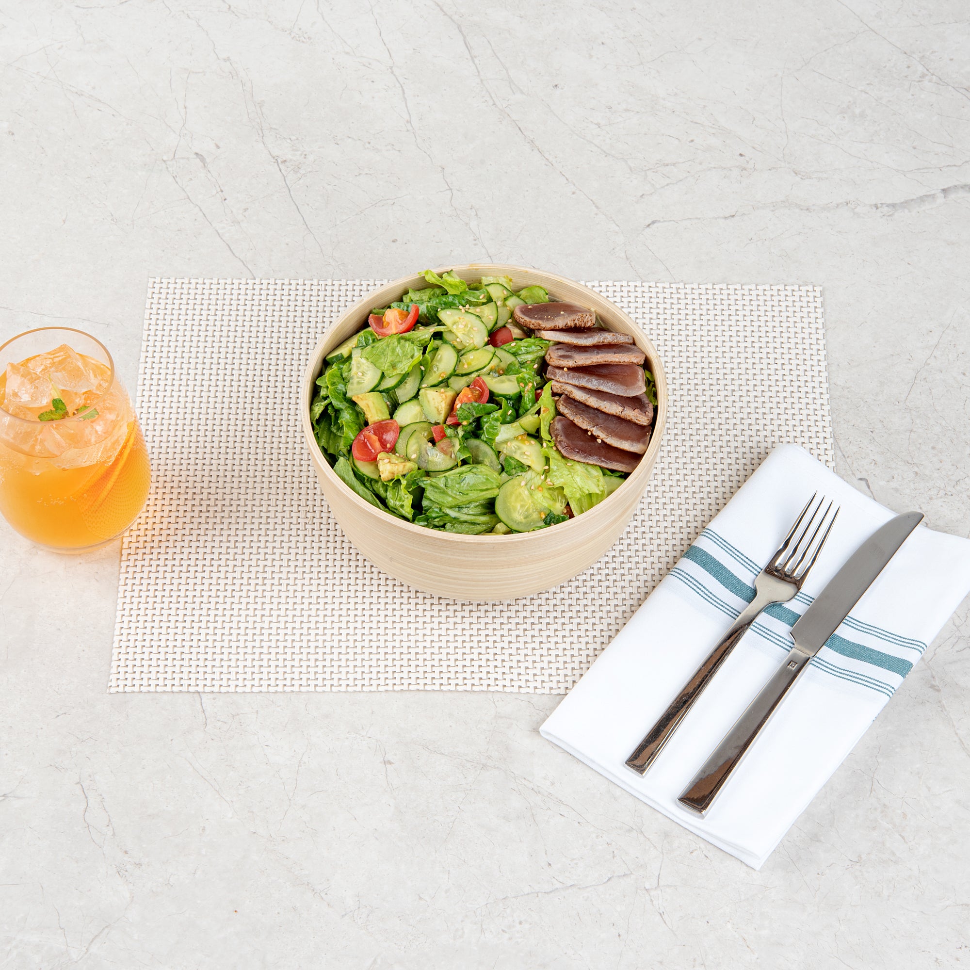 Natural Bamboo Salad Bowl Set - 15 oz Round Eco-Friendly Spun Bamboo Small Serving Bowl (7.75