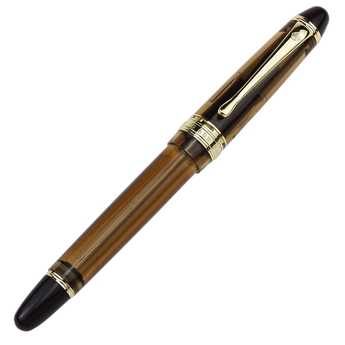 Yongsheng 699 Vacuum Fountain Pen - Fine Nib, Transparent Brown Acrylic for Smooth Writing