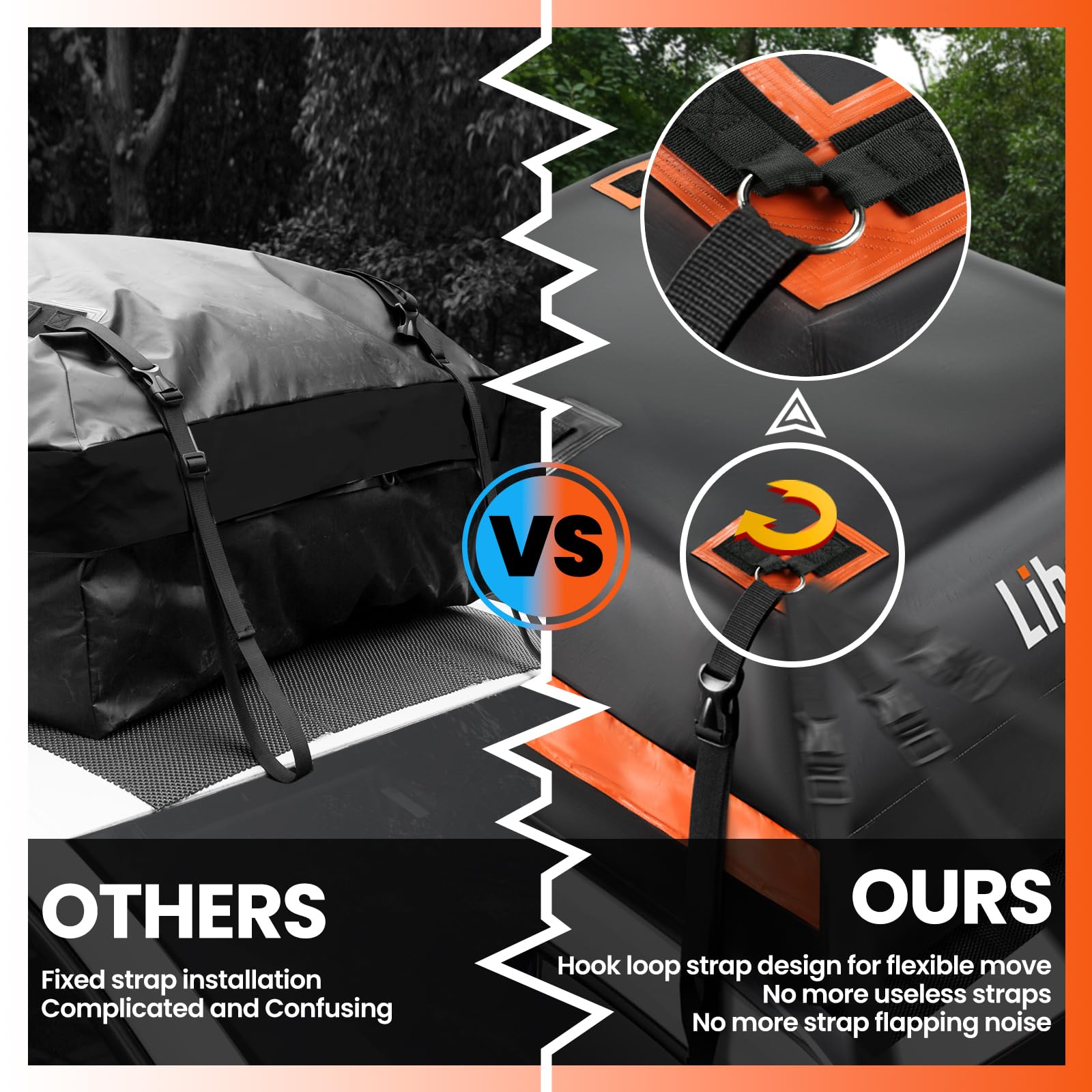 21 Cu Ft Waterproof Car Rooftop Cargo Carrier Bag with Metal Rings & Adjustable Straps - Fits All Vehicles With/Without Roof Rack | Durable Roof Top Luggage Bag with Smooth Zipper, Non-Slip Mat & 6 Door Hooks | Perfect for Road Trips, Camping & Outdoor Adventures
