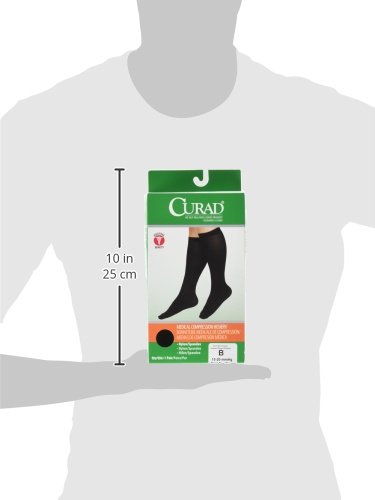 Curad Knee High Compression Socks 15-20 mmHg - Medical Grade Support Stockings for Women & Men - Black Size B (M) - Ideal for Travel, Varicose Veins & Circulation Support