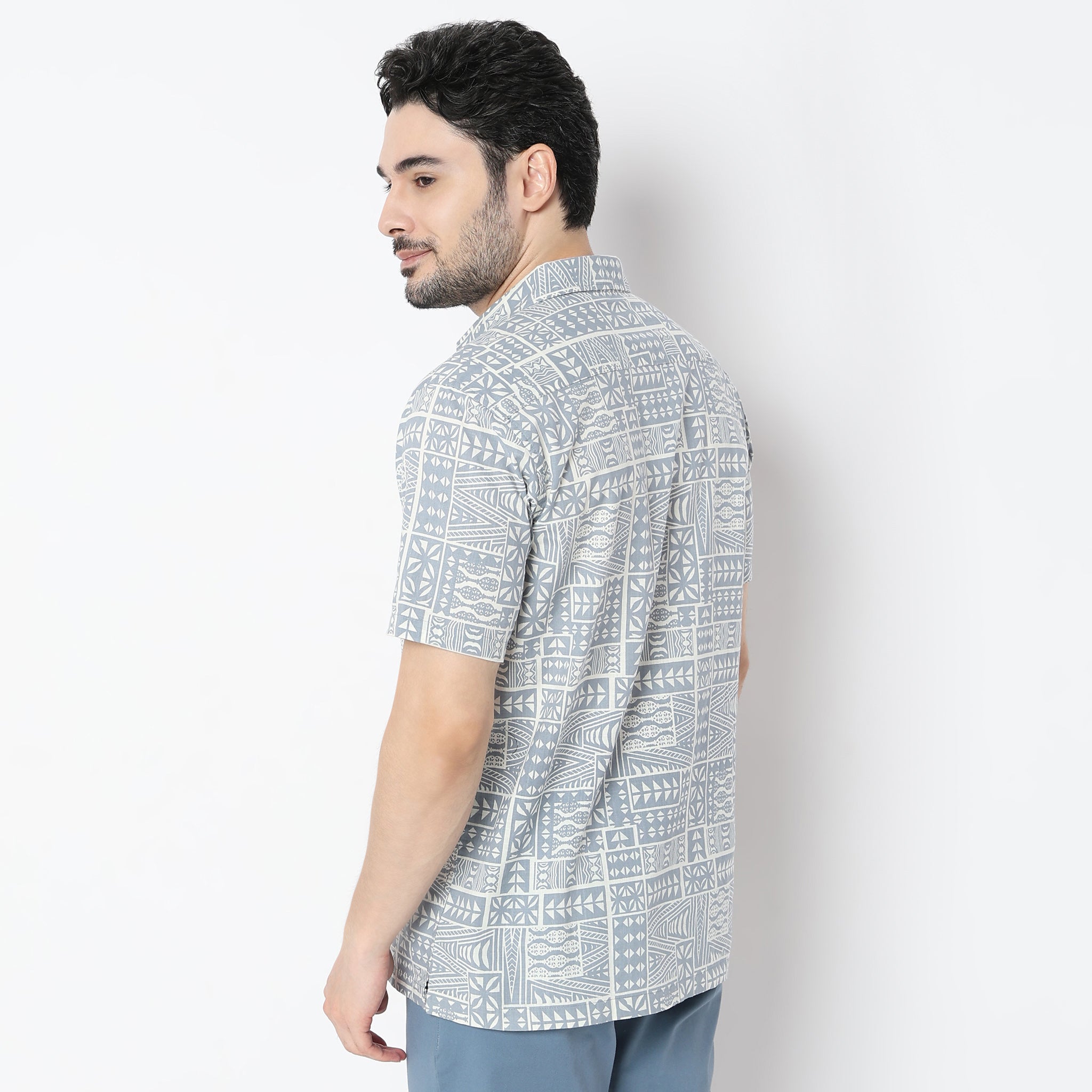 Stylish Artistryᵉˣ Printed Half Sleeve Collar Block Print Shirt for Men | Breathable Cotton Summer Casual Wear | Perfect for Beach Outings, Parties & Vacation