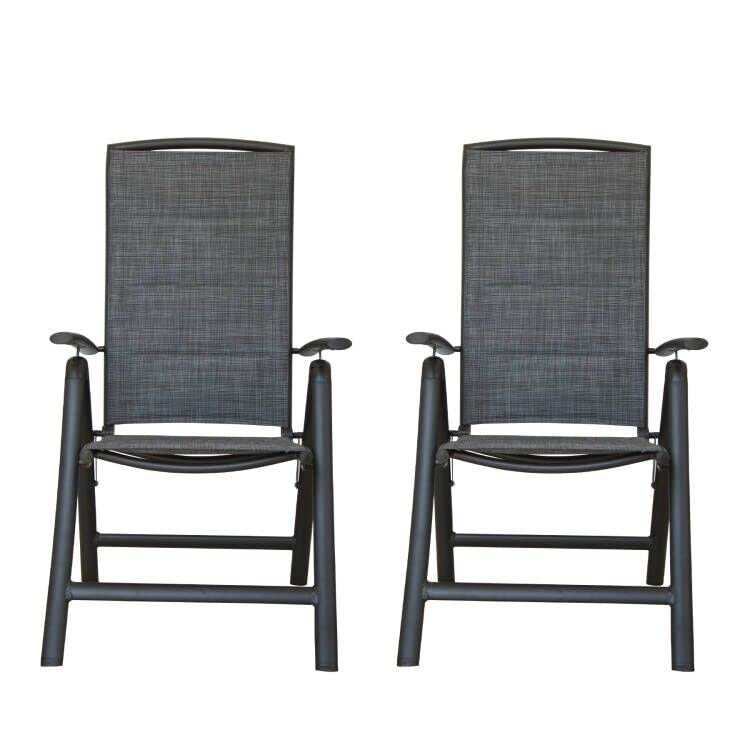 Domi 2-Pack Folding Patio Chairs - Adjustable Reclining Aluminum Frame Lawn Chairs with High Backrest, Double-Layered Textilene Fabric for Outdoor, Porch, Balcony, Garden - Perfect for Relaxing, Sunbathing, and Outdoor Dining