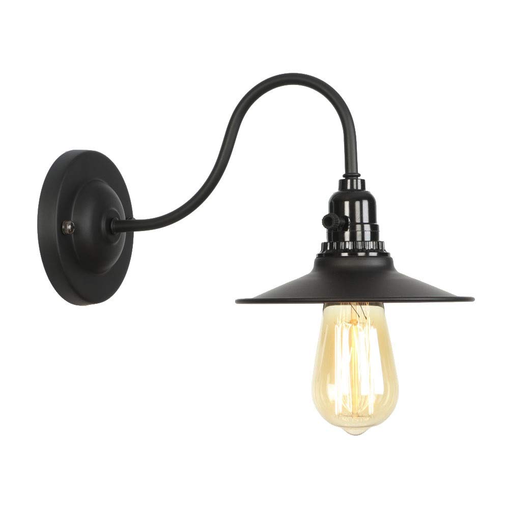 Modern Retro Iron Single Head Wall Lamp - Black LED E27 Edison Bulb Wall Light for Living Room, Restaurant, Cafe, Pathway, Corridor - Perfect for Ambient & Reading Lighting
