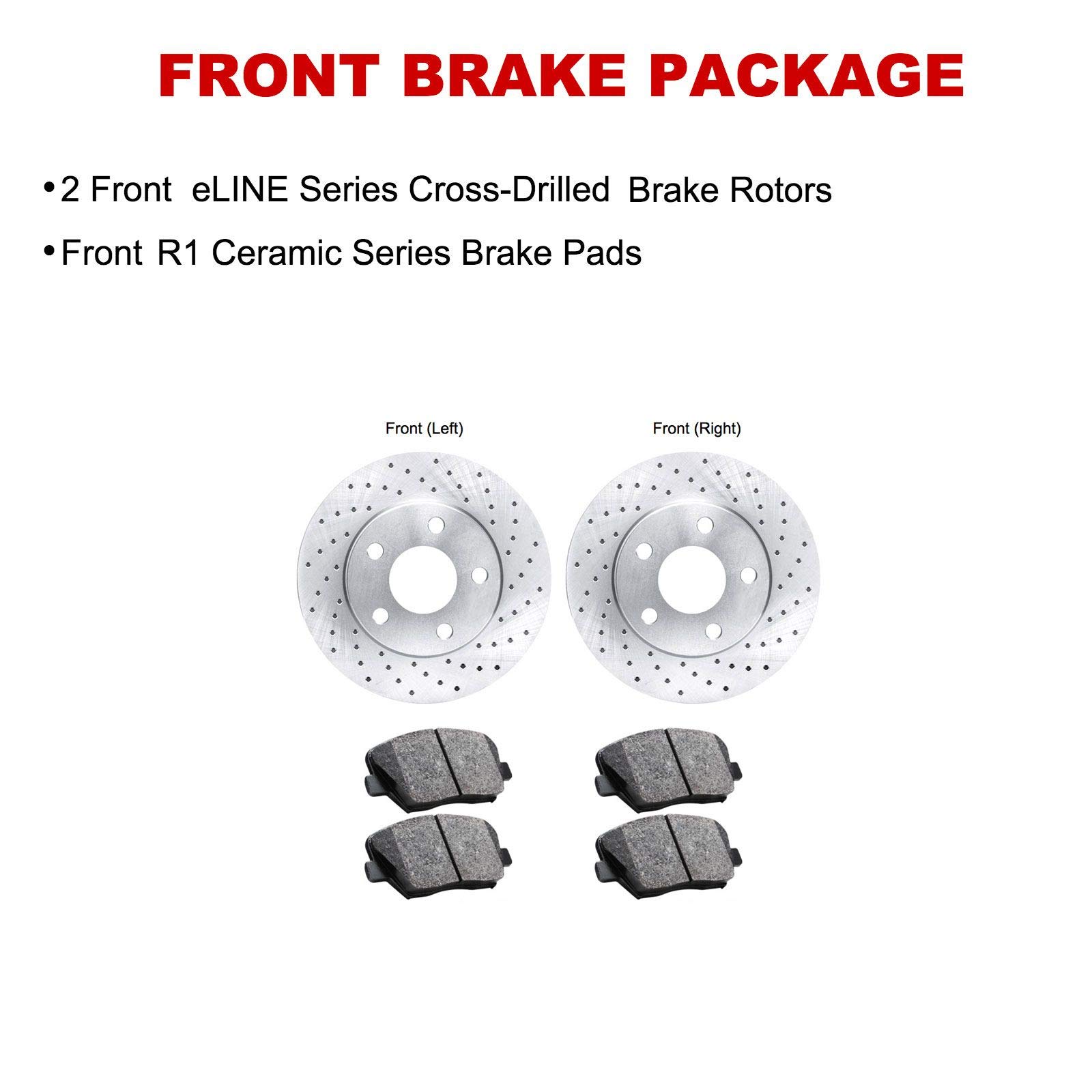 R1 Concepts Premium Ceramic Front Brake Pads and Rotors Kit - Compatible with 1983-1985 Renault Fuego | High-Performance Braking for Daily Commuting & City Driving