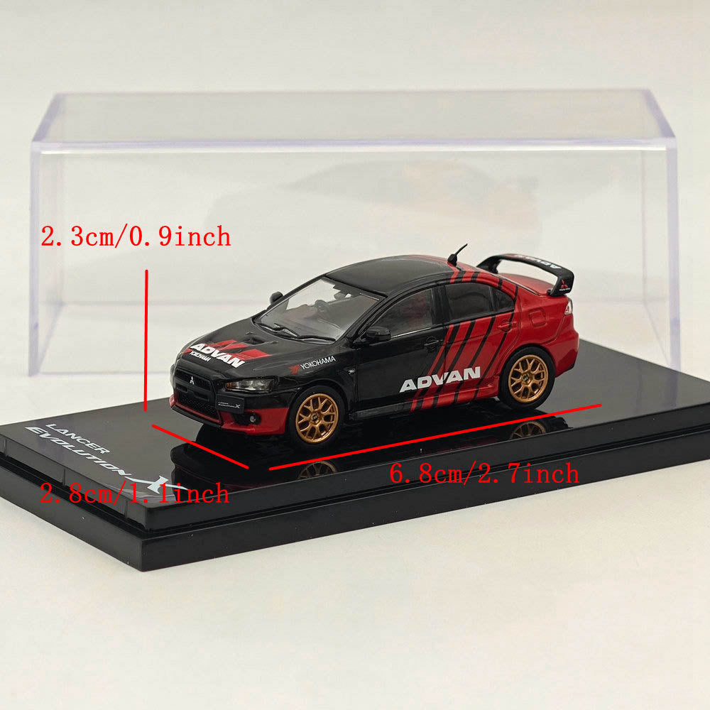 1/64 Scale Mitsubishi Lancer Evolution X Diecast Model Car - Hobby Japan HJ644053AV with Yokohama Advan Colors | Collectible Toy for Display, Racing Enthusiasts & Car Model Collections
