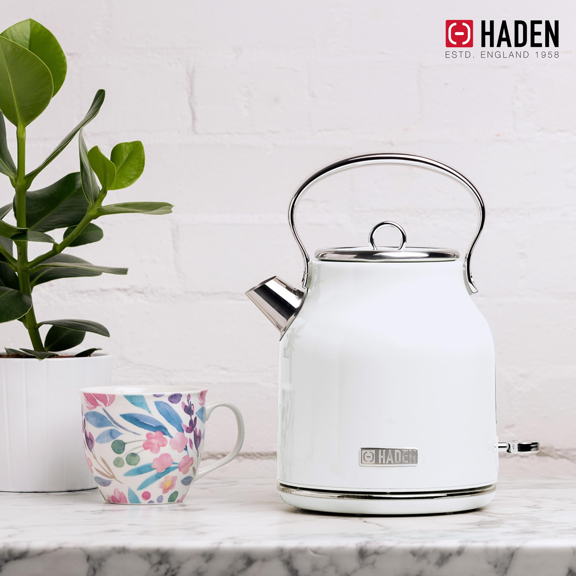 HADEN 12 Cup Drip Coffee Maker with 1.7L Stainless Steel Electric Kettle - Ivory & Chrome | Fast Brewing, Auto Shut-Off | Perfect for Home, Office & Kitchen Use