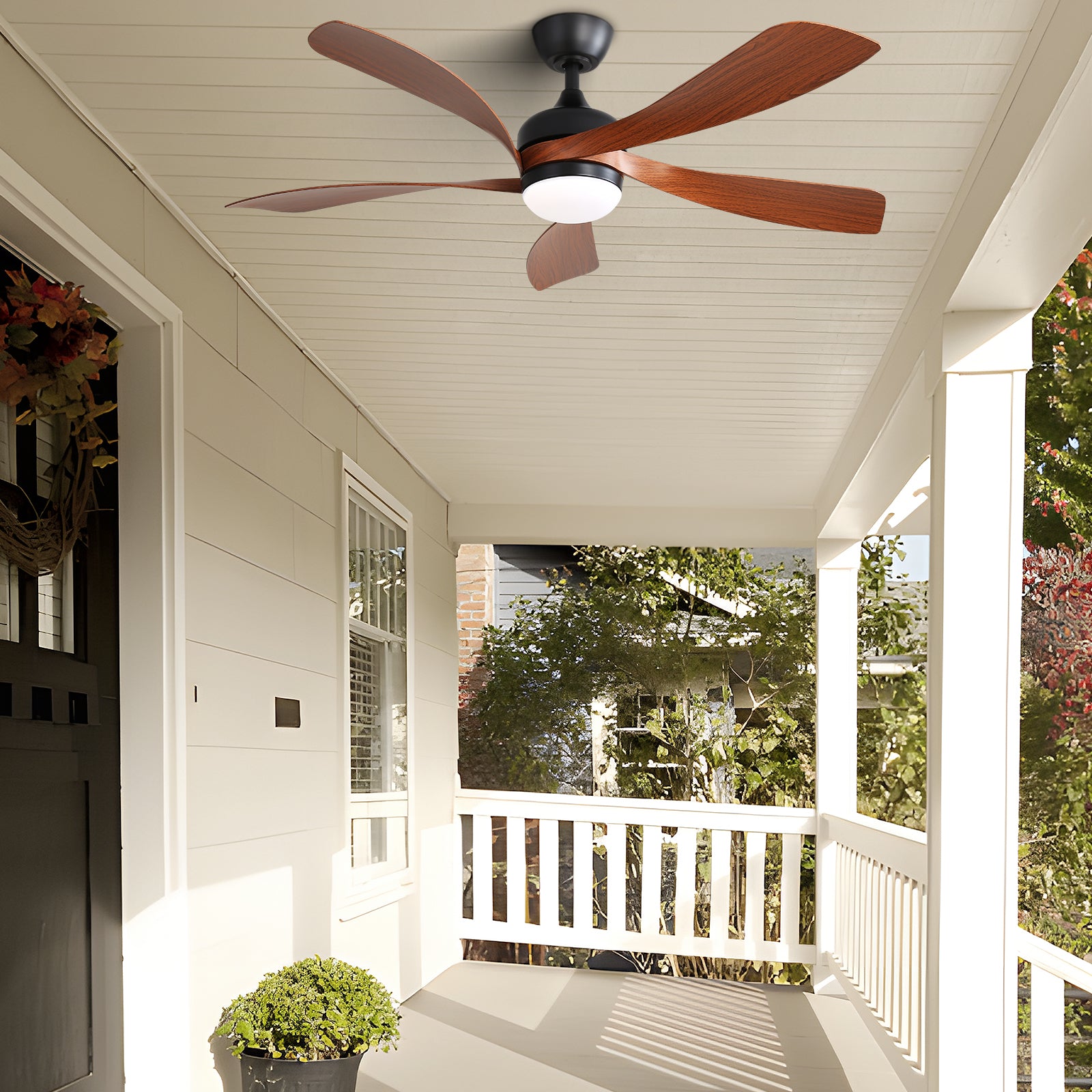 52 Inch Black Indoor Ceiling Fan with Remote Control - 3 Color Dimmable LED Light, 5 ABS Blades, Reversible DC Motor - Perfect for Living Room, Bedroom, and Office Spaces