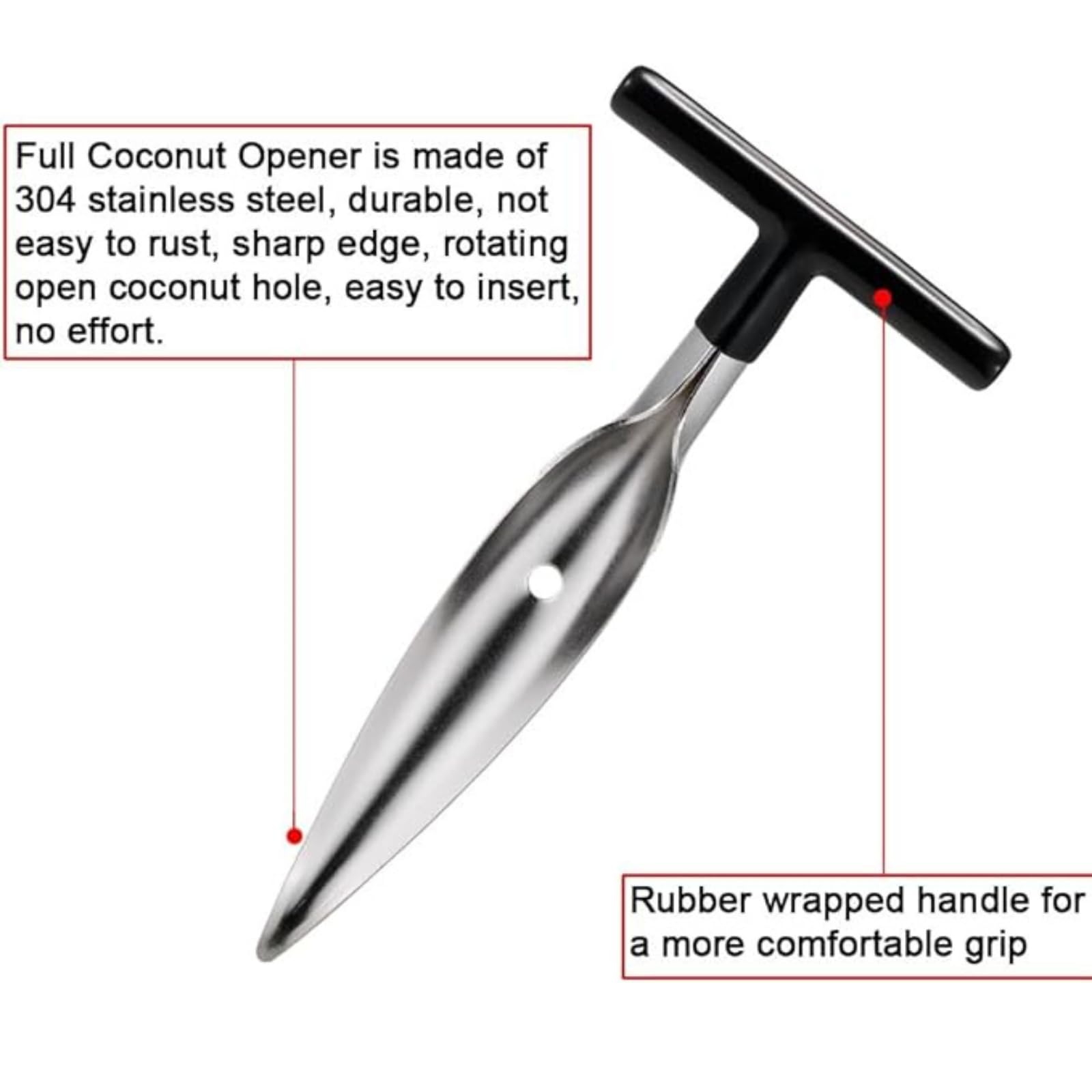 Premium Stainless Steel Coconut Opener Tool - Smart Kitchen Gadget for Easy Coconut Water Extraction | Home Utility Accessory | Perfect for Fresh Coconuts, Smoothies & Tropical Drinks (Pack of 1)