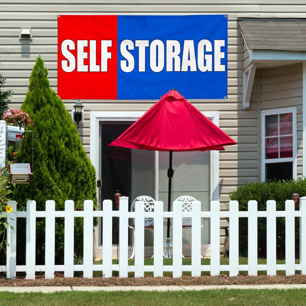 Vinyl Banner Multiple Sizes - Durable Outdoor Weatherproof Business Sign with 8 Grommets (48x96 Inches) - Perfect for Self Storage, Industrial Yard & Commercial Advertising