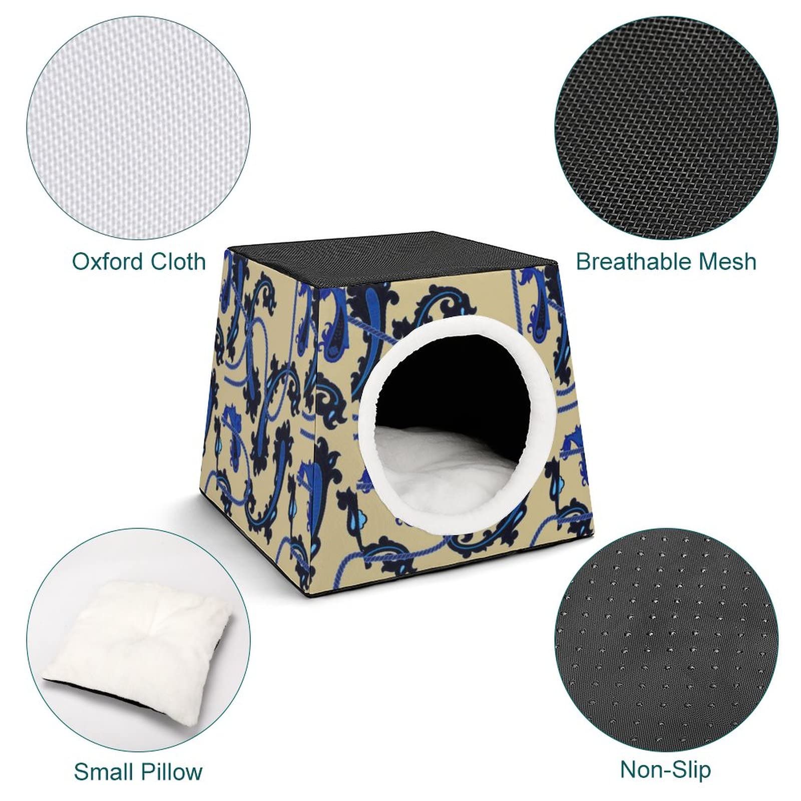3-in-1 Cat House with Floral Print - Cozy Cat Bed, Sofa & Shelter for Indoor/Outdoor Use - Perfect for Napping, Lounging & Playtime (Purple)