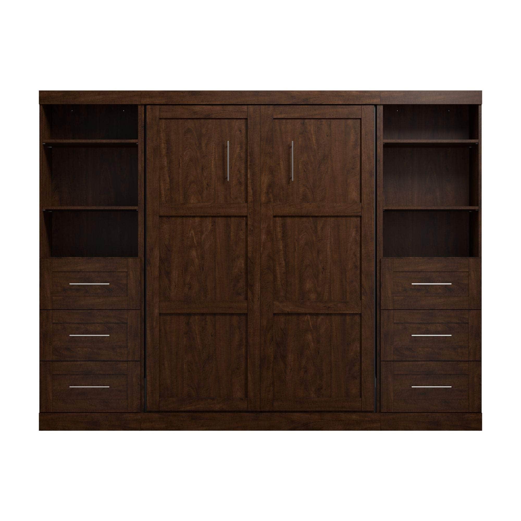 Pur Full Murphy Wall Bed with 2 Storage Units & Drawers (109W) - 7 Color Options for Space-Saving Home Office, Guest Room & Small Apartments