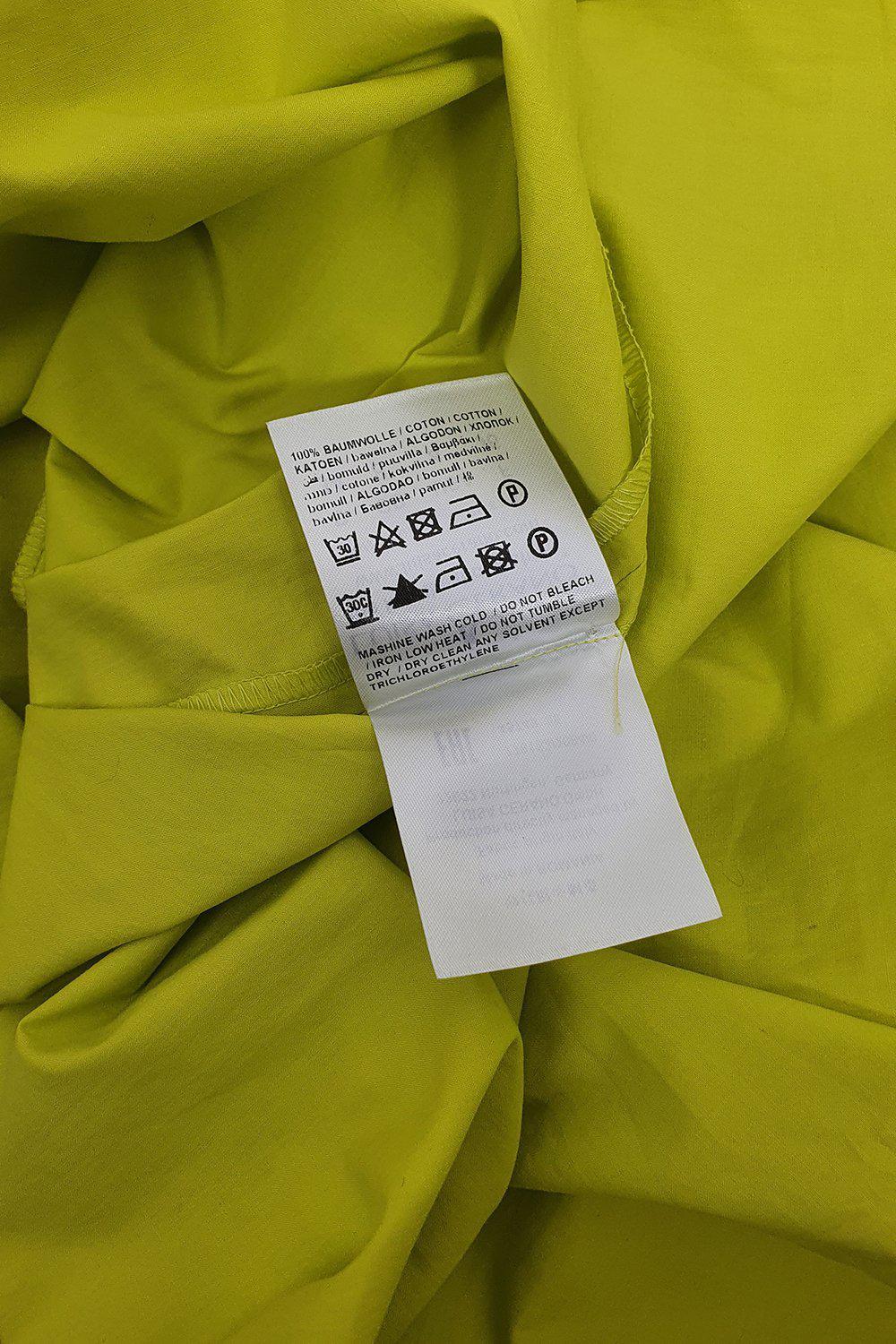 LUISA CERANO Women's Mustard Yellow Cotton Ruffle Collar Short Sleeve Dress - Size DE 34/GB 8 - Casual Summer Dress for Beach, Party & Office Wear