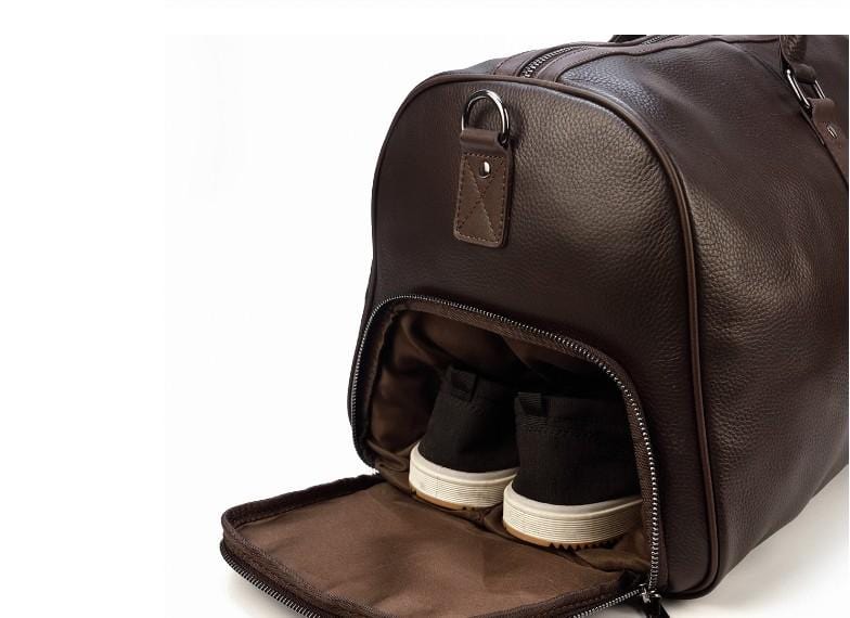 Premium Brown Leather Weekender Bag for Men & Women - Durable Travel Duffel for Weekend Getaways & Business Trips