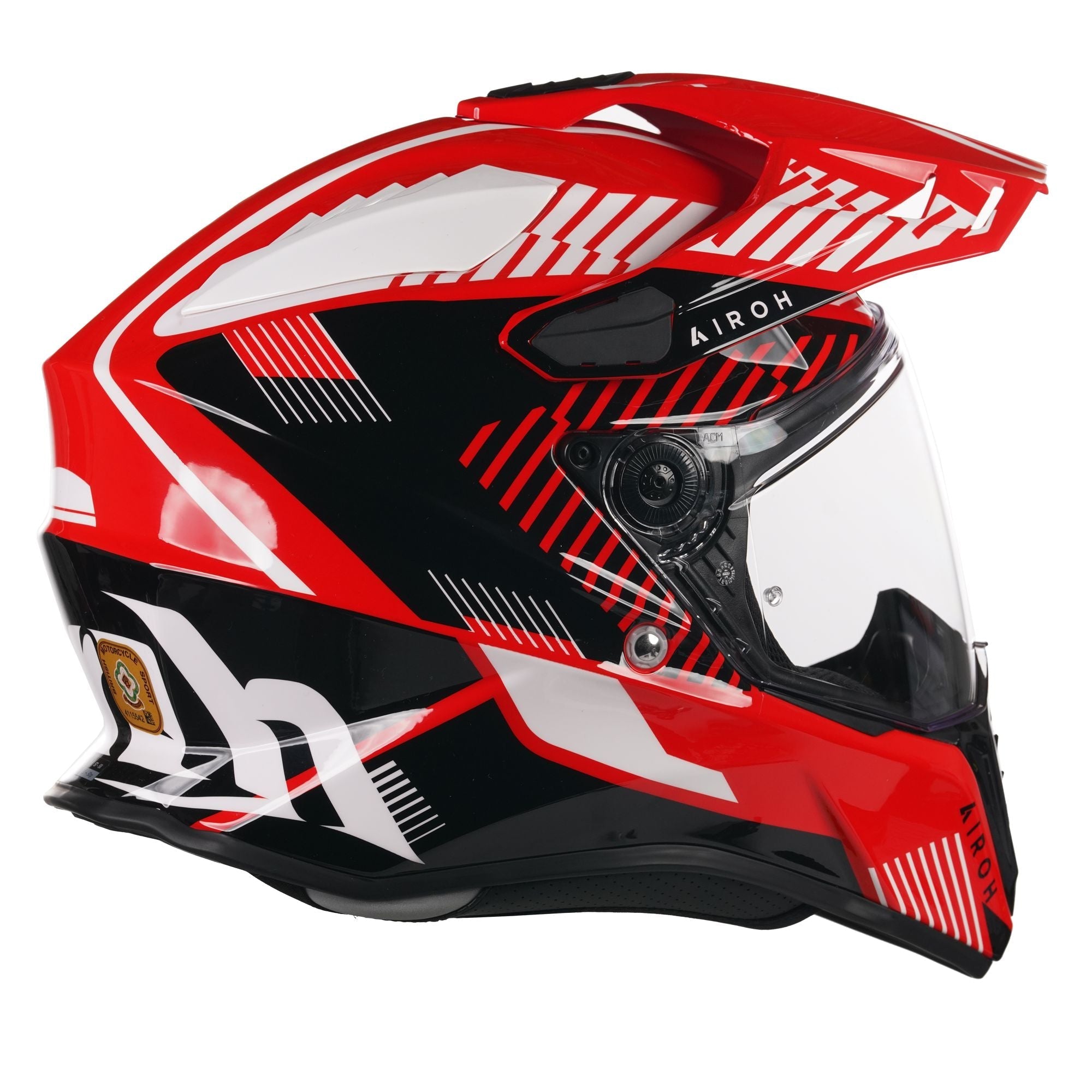 Airoh Commander Adventure Gloss Boost Red Motorcycle Helmet - Lightweight DOT Certified Full Face Helmet for Street & Off-Road Biking - Perfect for Adventure Touring & Long-Distance Riding