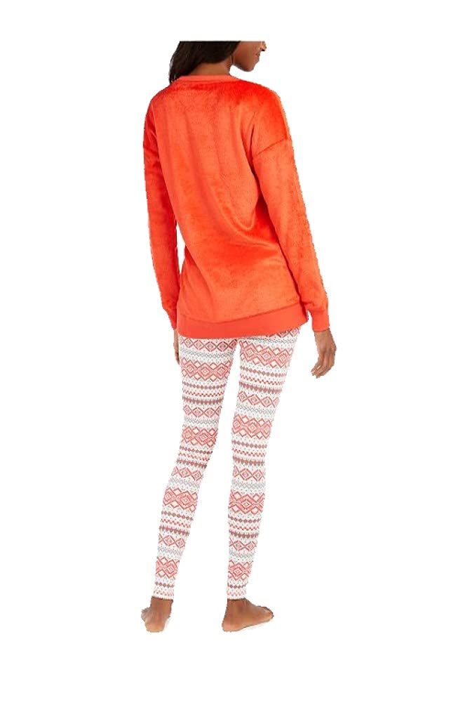 Jenni Women's Faux Fur Tunic & Leggings Christmas Pajama Set - Santa Baby Print - Size Small - Cozy Holiday Sleepwear for Christmas Eve & Winter Nights