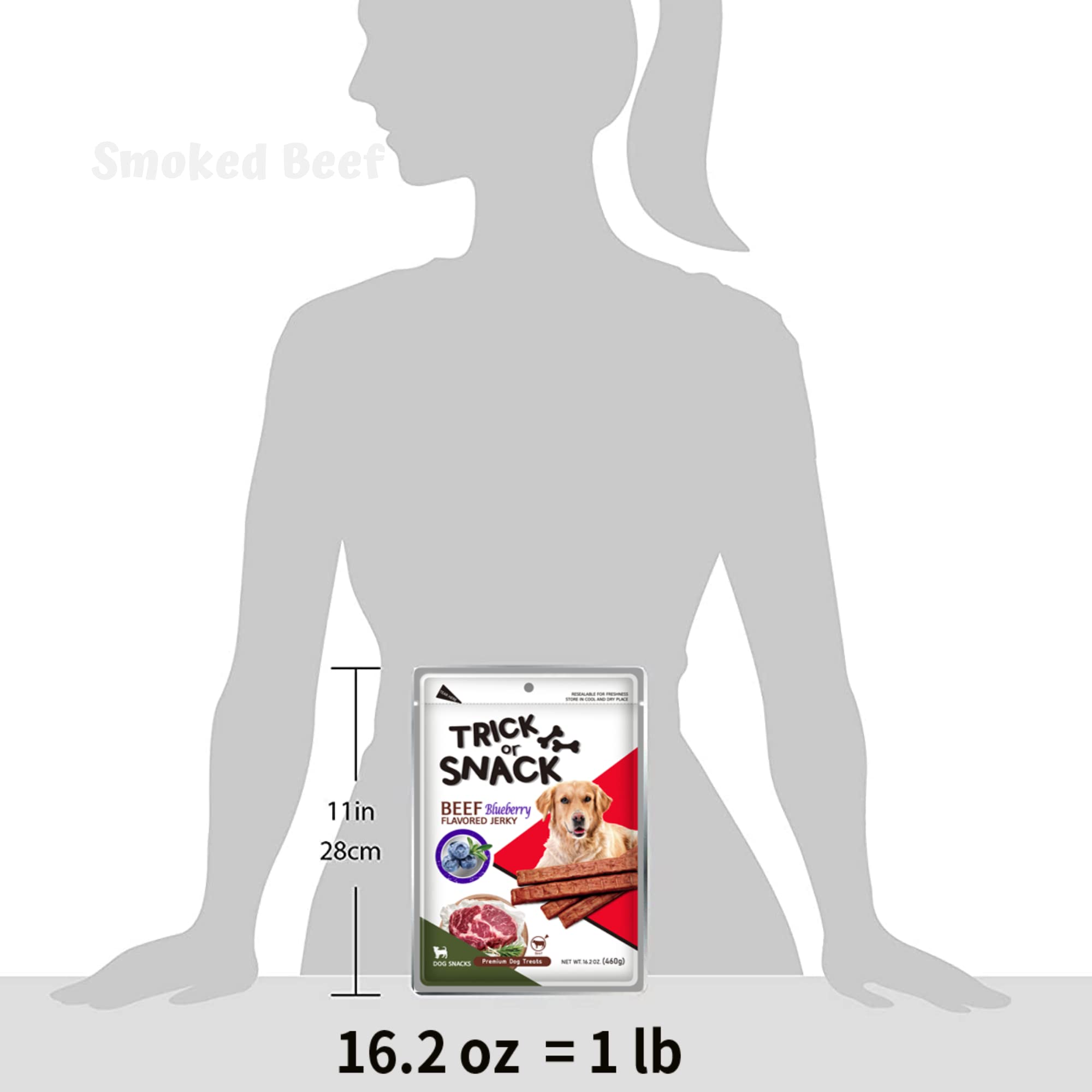 Premium 1lb Natural Dog Jerky Treats - Healthy Smoked Beef, Chicken & Salmon Chews with Blueberry | High Protein Training & Walking Snacks | Perfect for Reward, Travel & Outdoor Adventures
