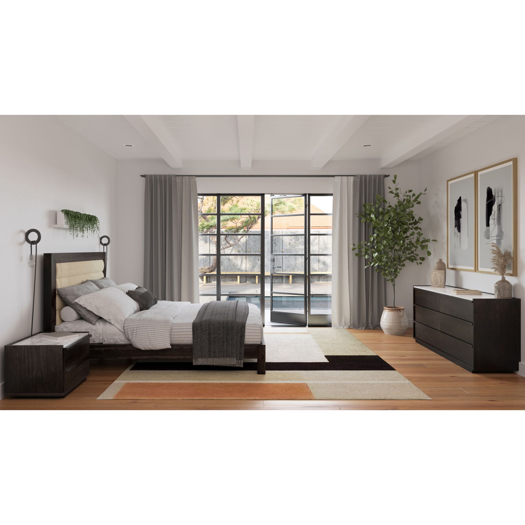Ashcroft Platform Bed Frame - Dark Grey Queen Size, Modern Minimalist Bedroom Furniture for Small Spaces & Apartments
