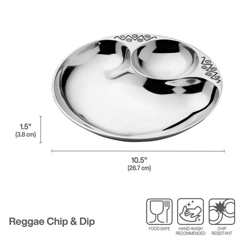 Reggae Small Chip and Dip Set - Perfect for Parties, Snacks & Entertaining - Durable Ceramic Bowl with Serving Tray for Chips, Salsa, Dips & Appetizers