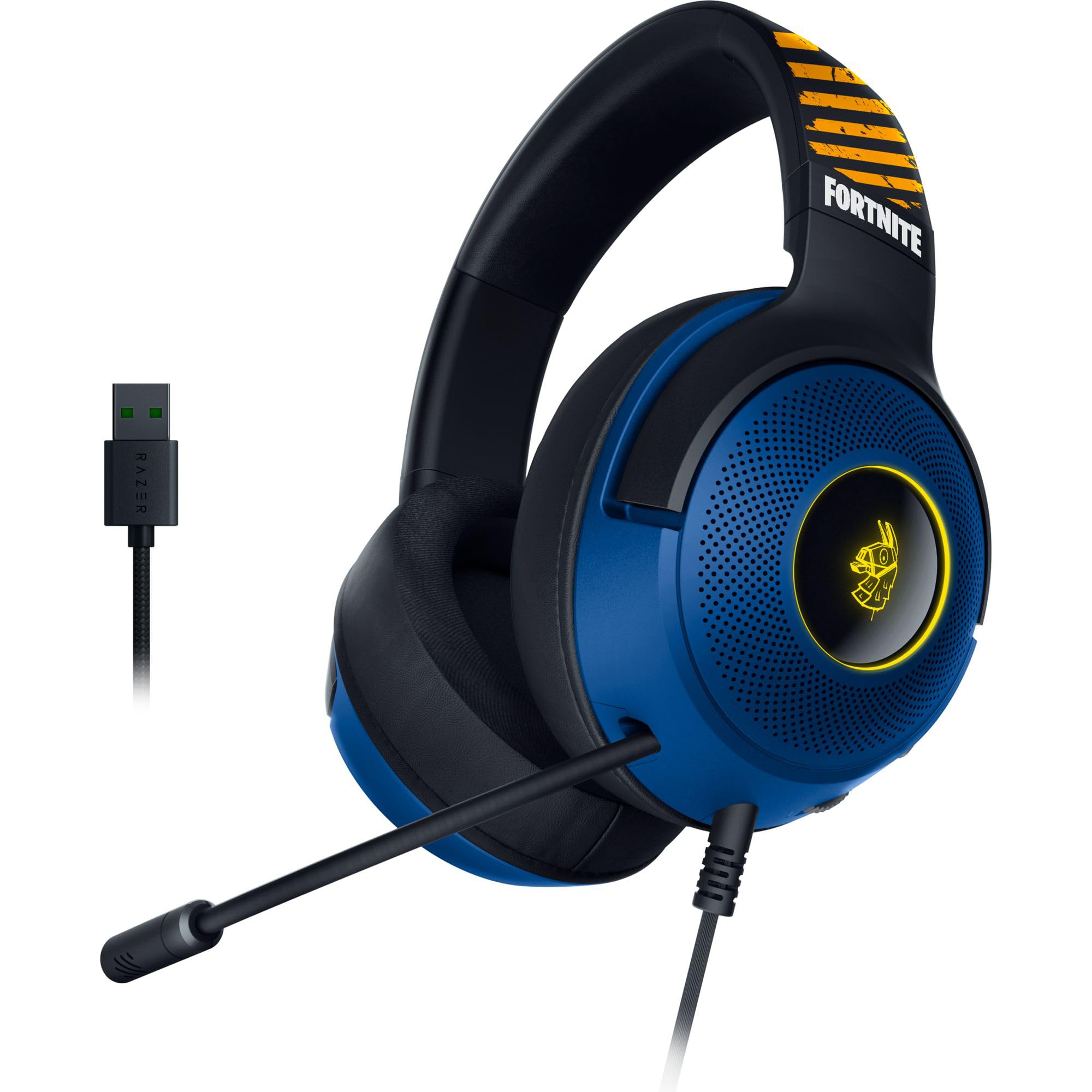 Razer Kraken V3 X Fortnite Edition Wired USB Gaming Headset - Ultra Lightweight Headphones with TriForce 40mm Drivers & HyperClear Mic - RGB Lighting for PC, PS5, Xbox Series X - Perfect for Fortnite Gaming & Streaming