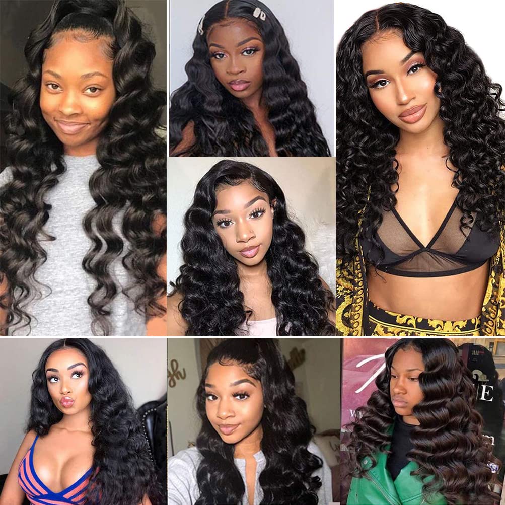 13x4 Lace Front Wigs Human Hair for Black Women - Pre Plucked Loose Deep Wave Frontal Wig with Natural Hairline | Perfect for Daily Wear, Parties & Special Occasions