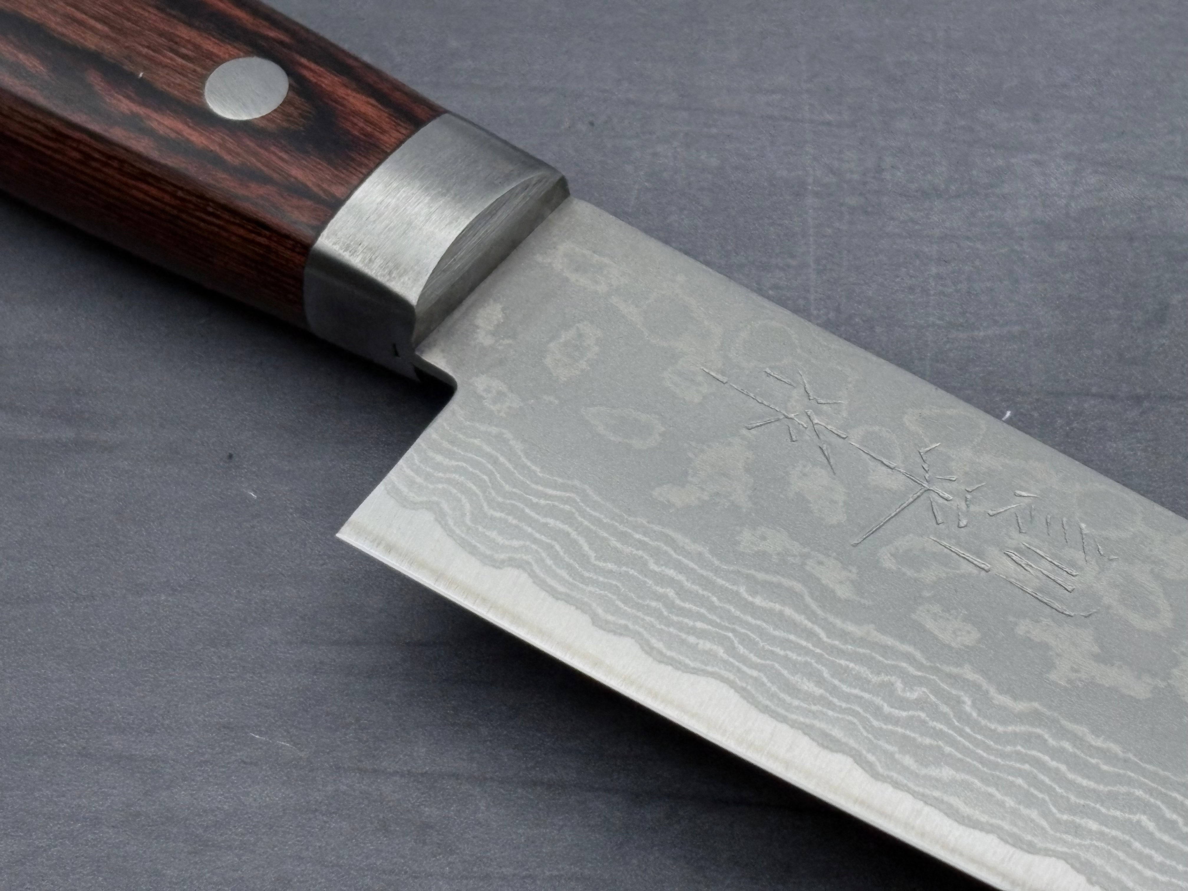 Masutani Hamono V10 Damascus Ko Santoku Knife - High Carbon Steel Japanese Chef Knife for Precision Cutting - Perfect for Slicing, Dicing, and Chopping Vegetables, Fruits, and Meat