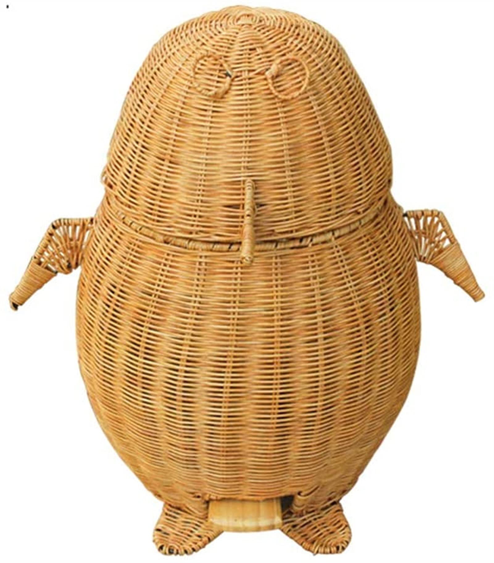 Eco-Friendly Woven Rattan Trash Can with Removable Lid - 12L Small Waste Bin for Kitchen, Bedroom, Office - Yellow Wicker Garbage Can for Home Decor & Practical Use