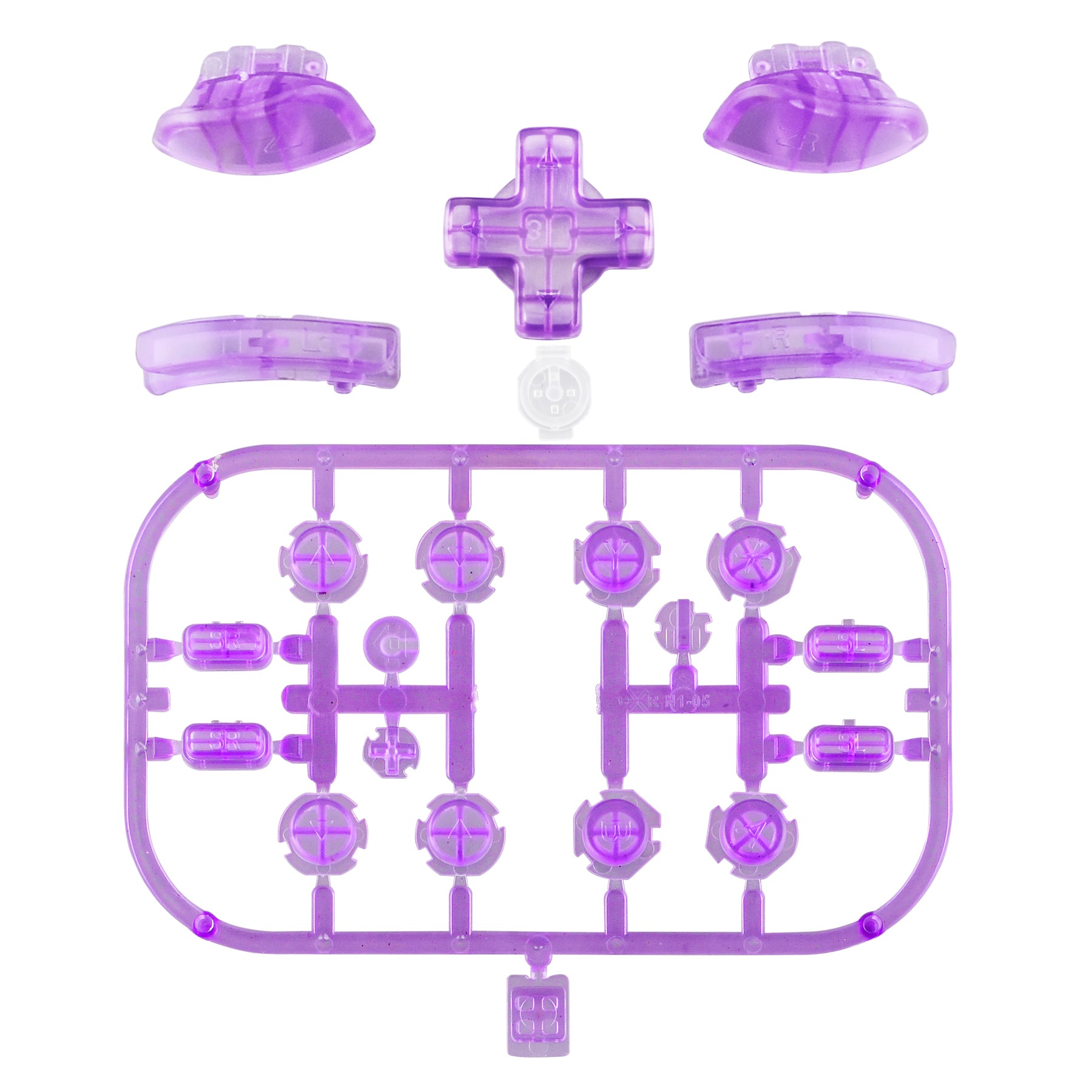 eXtremeRate Clear Atomic Purple Replacement Button Set for Nintendo Switch Joy-Con & OLED Joy-Con - Includes D-Pad, ABXY Keys, Triggers (ZL/ZR/SL/SR) and Springs - Compatible with eXtremeRate D-Pad Shell - Perfect for Gaming, DIY Repairs, and Controller Customization