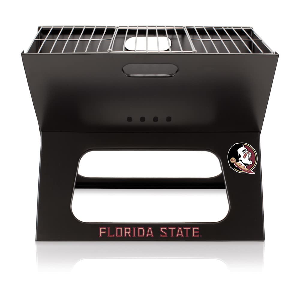 PICNIC TIME NCAA Florida State Seminoles X-Grill Portable Charcoal Grill for Camping, Tailgating, Picnics & Outdoor BBQs - Compact & Lightweight Design