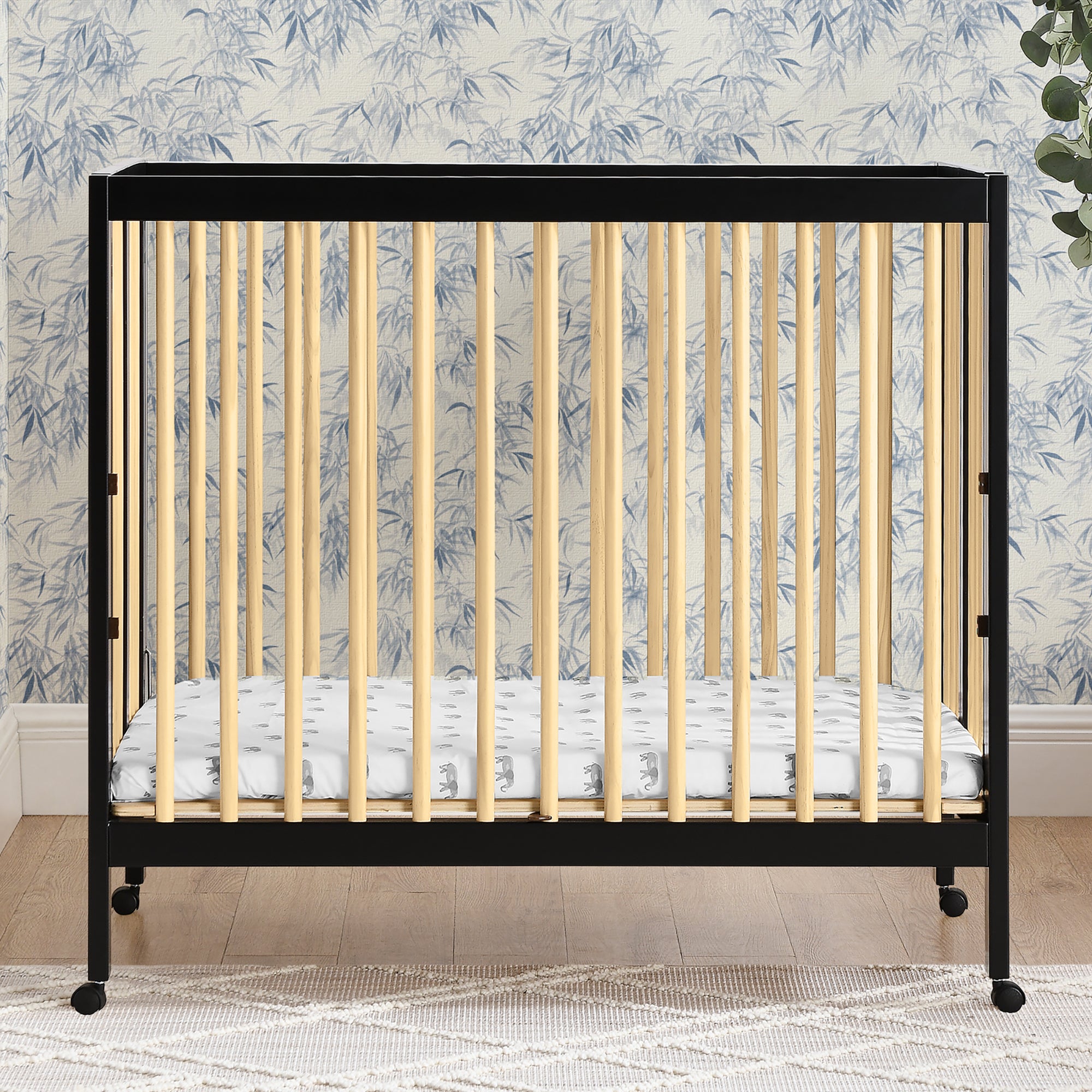 Portable Folding Mini Crib with 1.5 Inch Mattress - Lightweight Travel Baby Bed for Nursery, Daycare & On-The-Go Parenting
