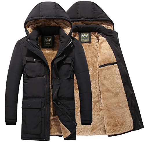 ONSEFZMZ Plus Size Men's Winter Military Jacket - Fleece Lined Thick Hooded Down Parka for Cold Weather | Casual Outdoor & Streetwear