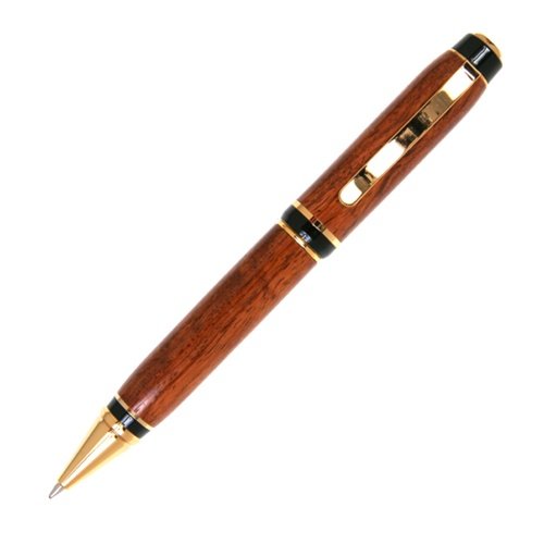 Luxury Lanier Cigar Twist Pen with 24K Gold Finish & Exotic Praduak Tiger Grain - Elegant Writing Instrument for Business Gifts, Executive Office, and Special Occasions
