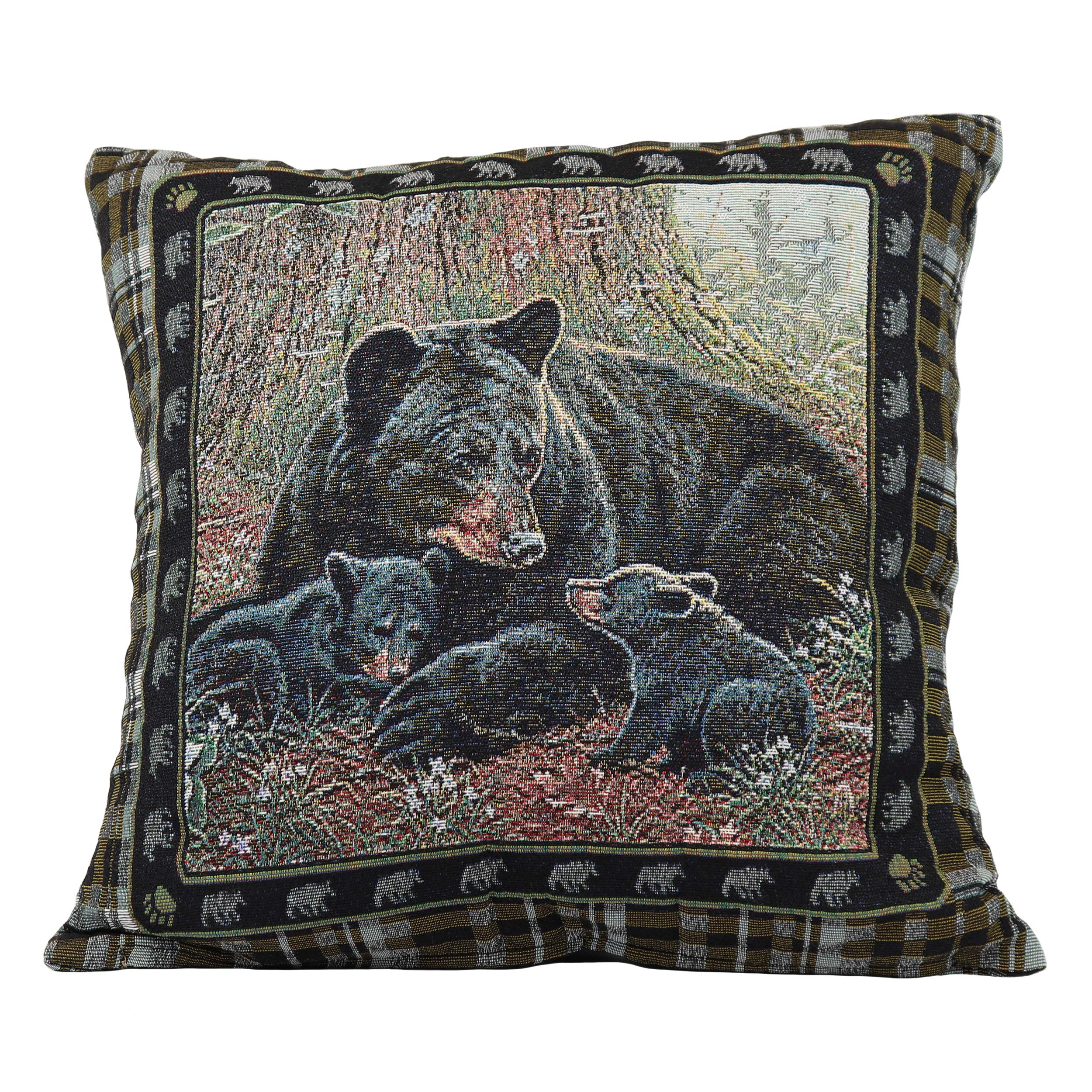 Rivers Edge Products 18x18 Inch Tapestry Throw Pillow Set of 2 - Square Decorative Pillows with Removable Covers for Living Room, Bedroom, Sofa - Rustic Bear Design Home Decor for Cabin, Lodge, Farmhouse Style
