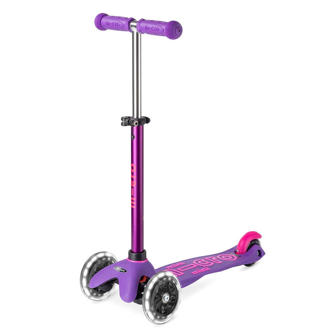 Micro Mini Deluxe 3 Wheel LED Scooter for Kids - Purple/Pink Color | Light Up Wheels | Foldable Kick Scooter | Perfect for Commuting, School & Outdoor Play